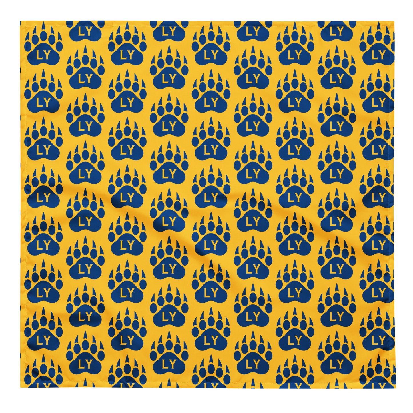 "Bear Paw" Blue on Yellow All-over print bandana