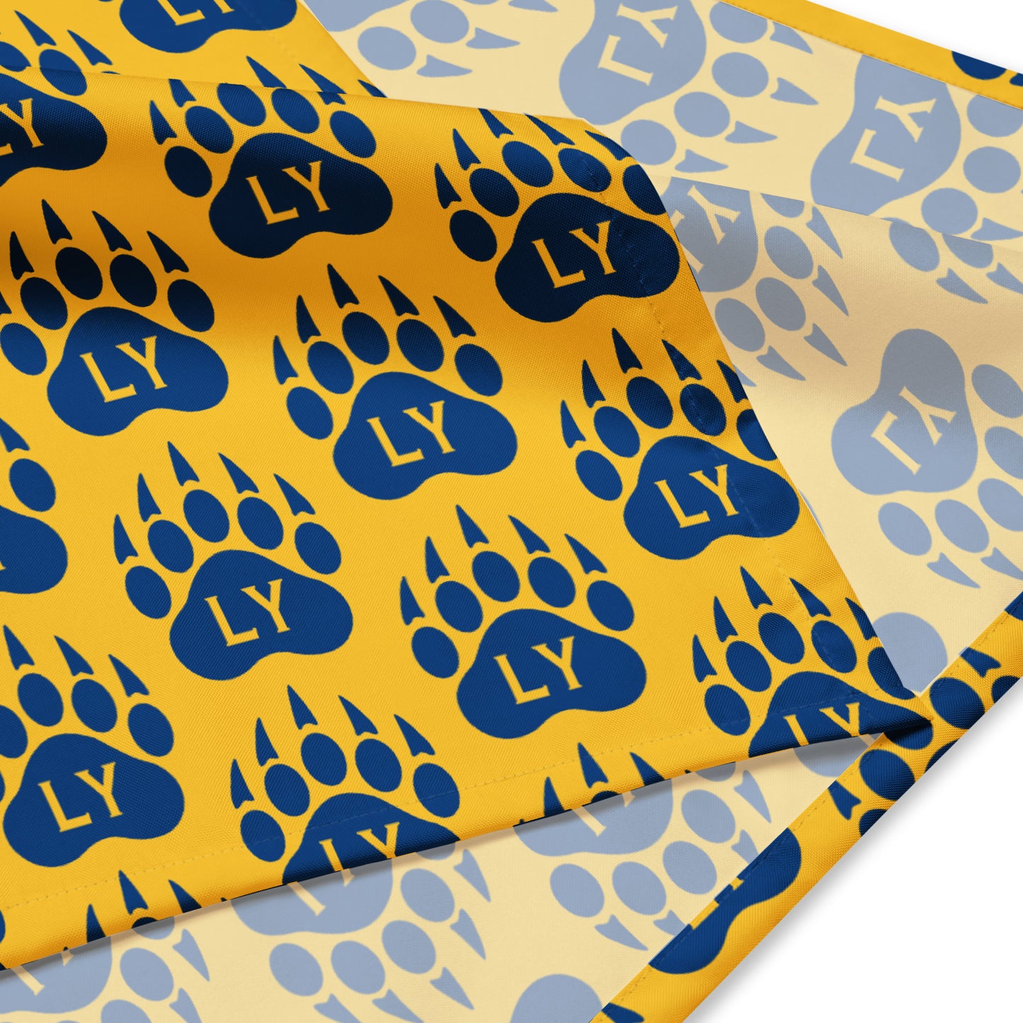 "Bear Paw" Blue on Yellow All-over print bandana