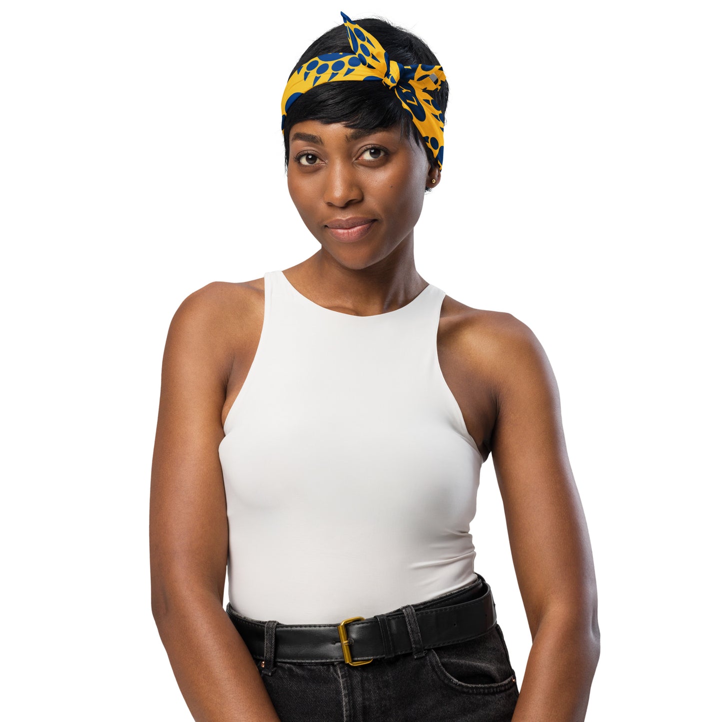 "Bear Paw" Blue on Yellow All-over print bandana
