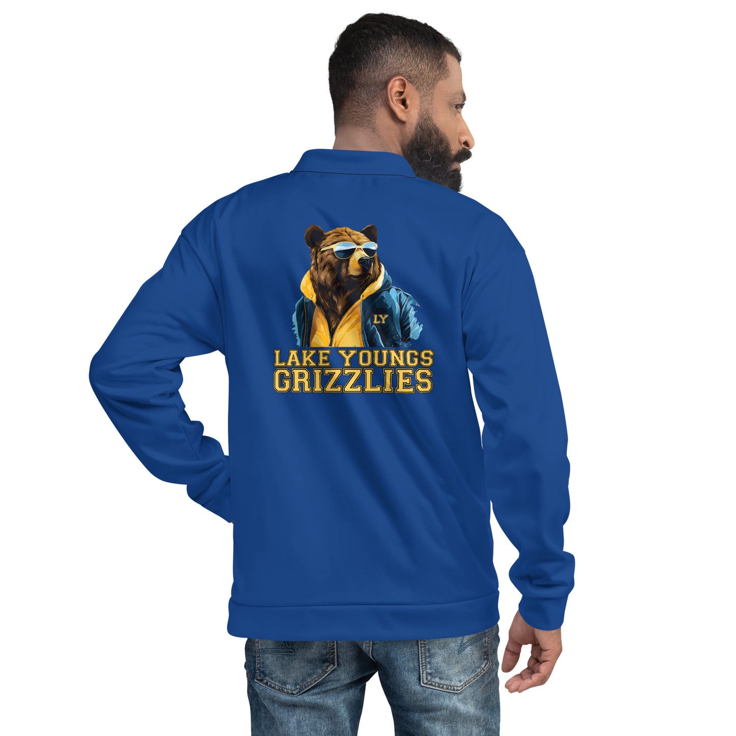 Grizzly Shades Royal Blue Unisex Adult Bomber Jacket