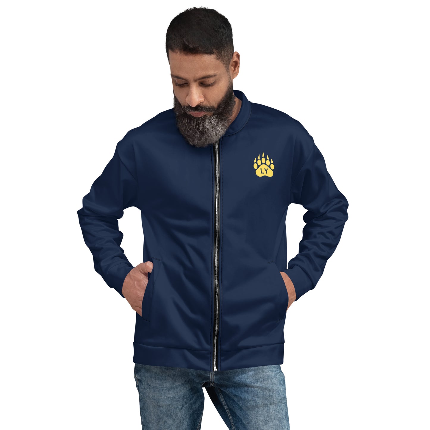 Grizzly Shades Navy Blue Unisex Adult Bomber Jacket