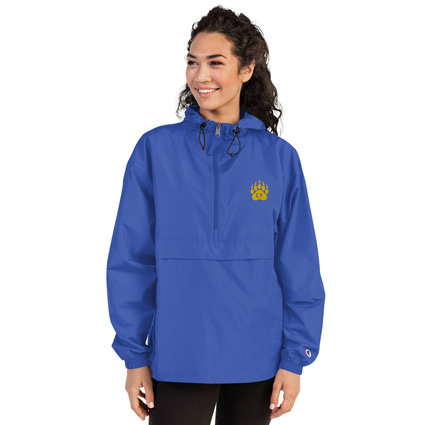 “Bear Paw“ Yellow on Blue/Navy Adult Champion Packable Jacket