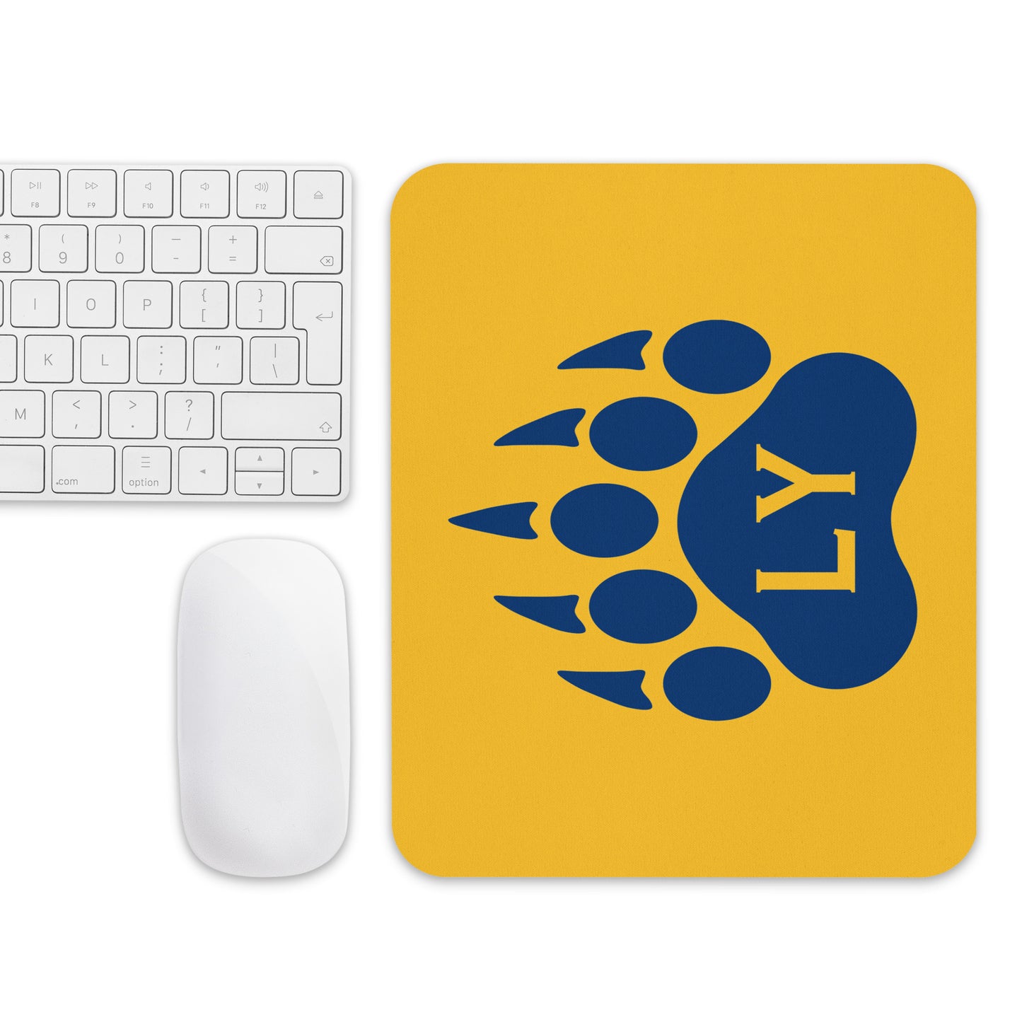 "Bear Paw" Blue on Yellow Mouse pad