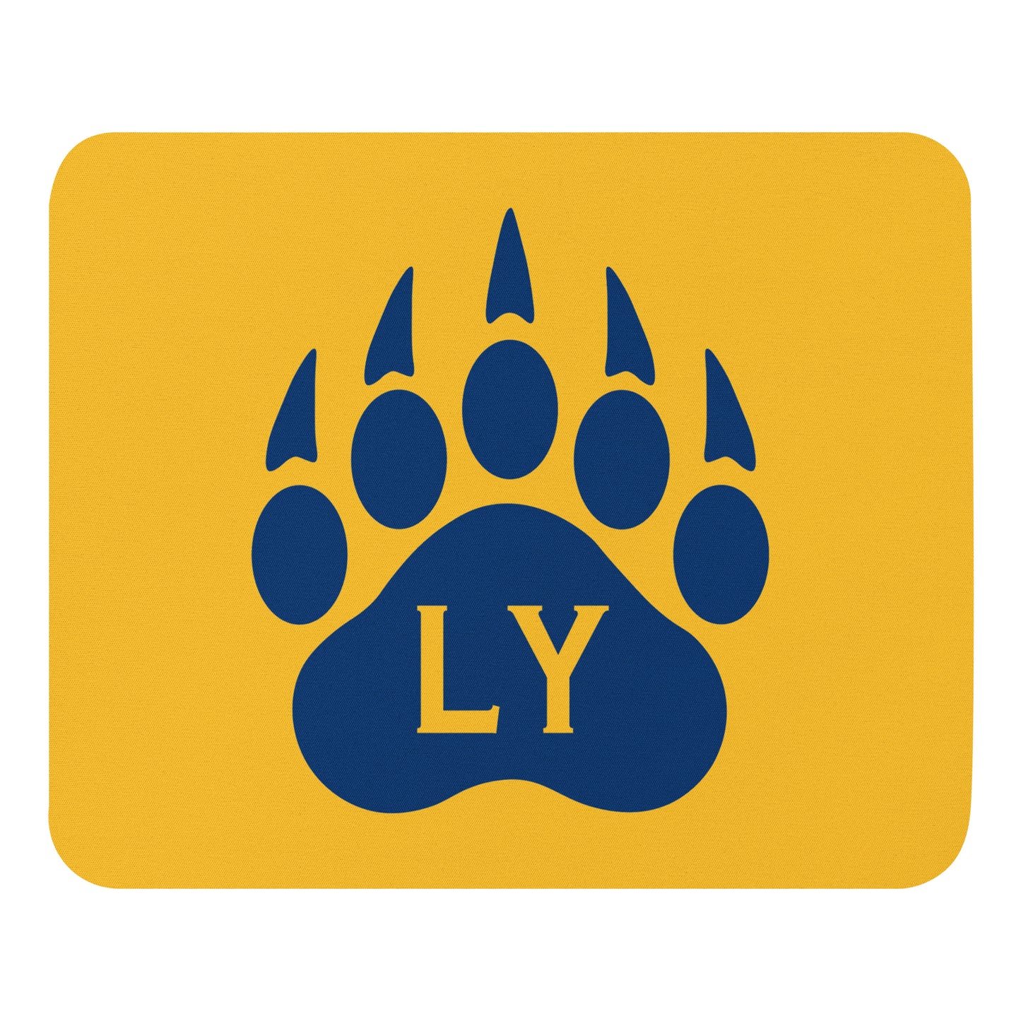 "Bear Paw" Blue on Yellow Mouse pad