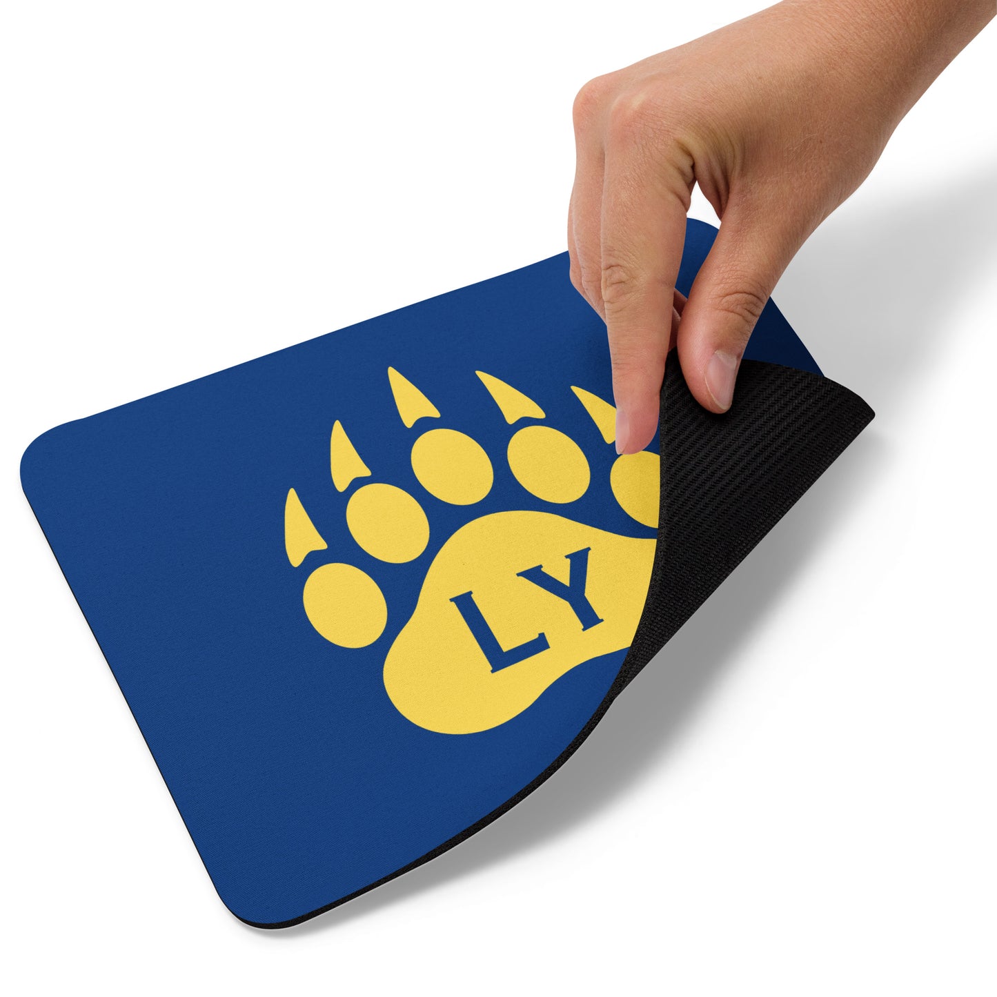 “Bear Paw” Yellow on Blue Mouse pad