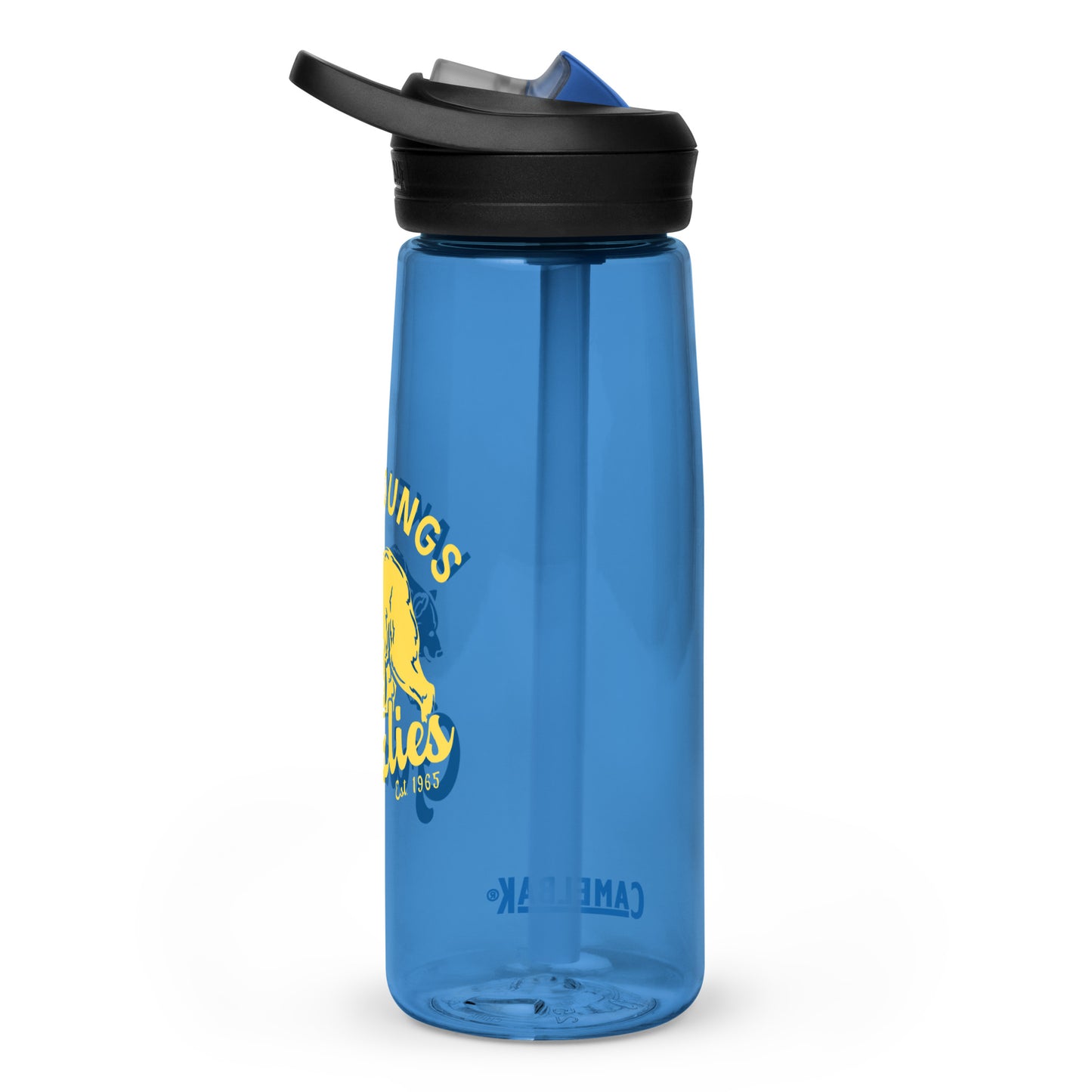 "Retro Lake Youngs" Yellow on Blue Sports water bottle CamelBak Eddy®+