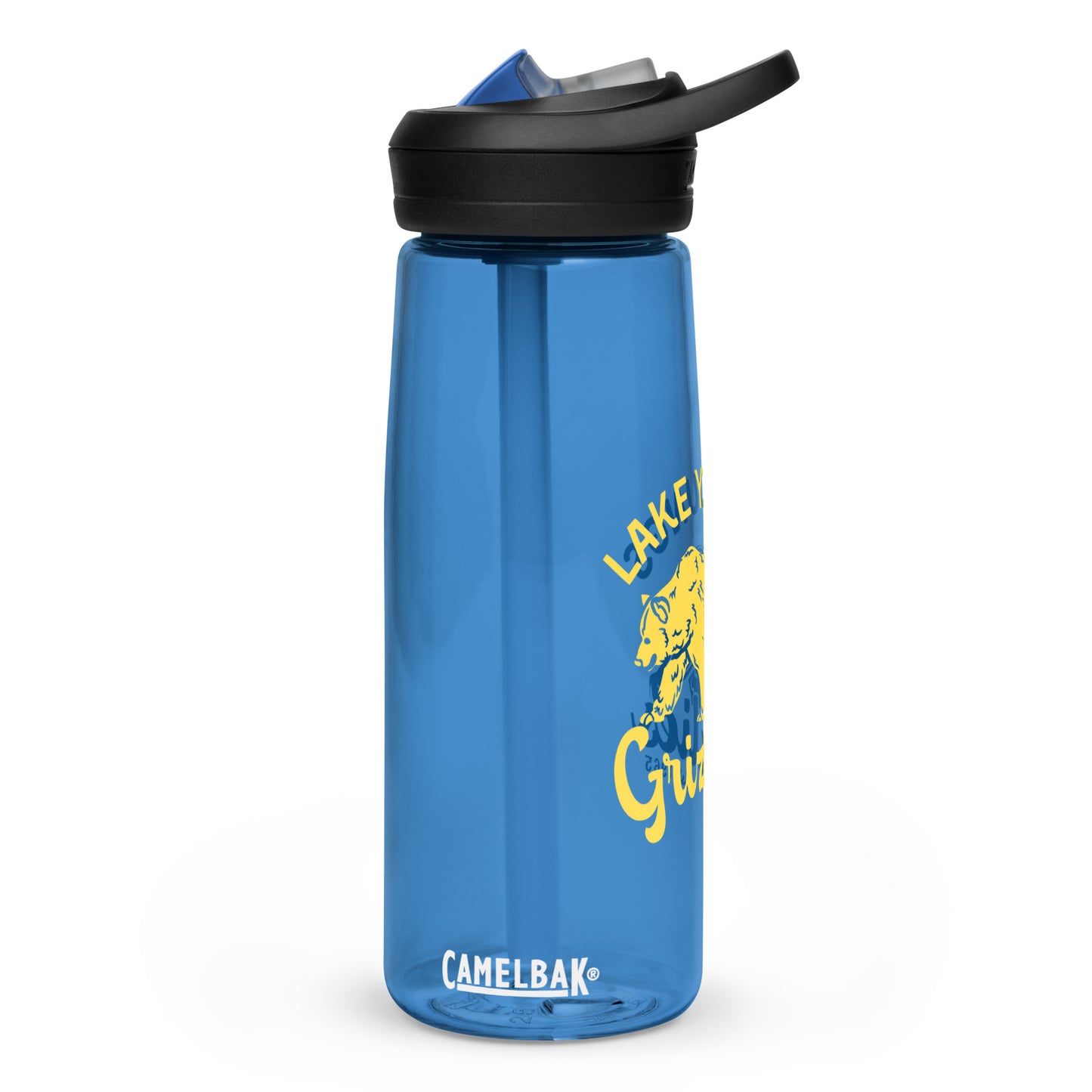 "Retro Lake Youngs" Yellow on Blue Sports water bottle CamelBak Eddy®+
