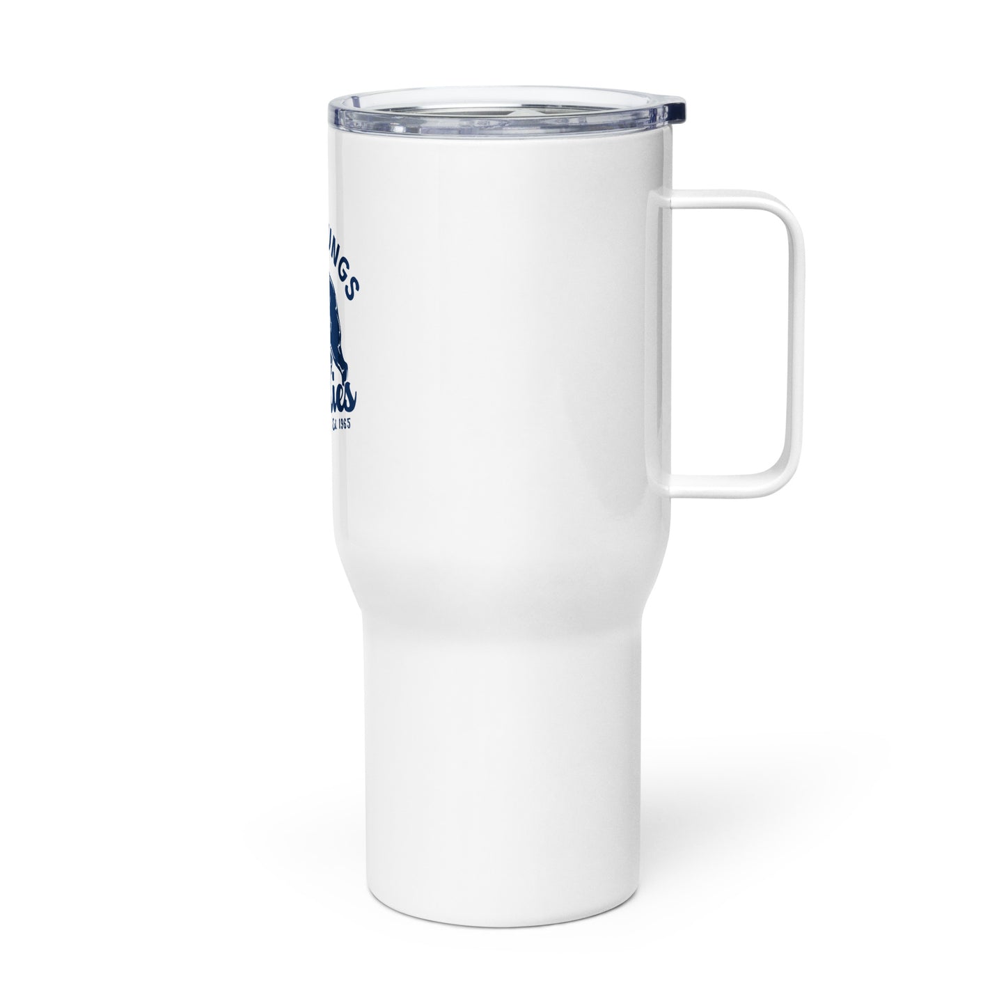 Navy Blue "Retro Lake Youngs" Travel mug with a handle