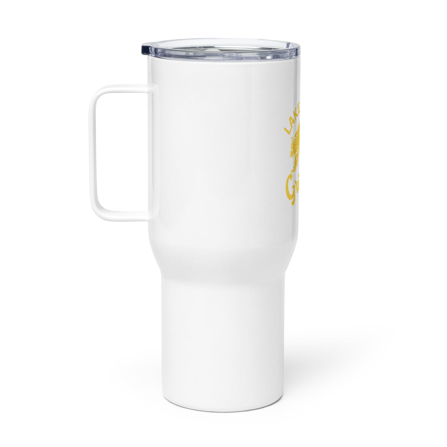 Yellow "Retro Lake Youngs" Travel mug with a handle
