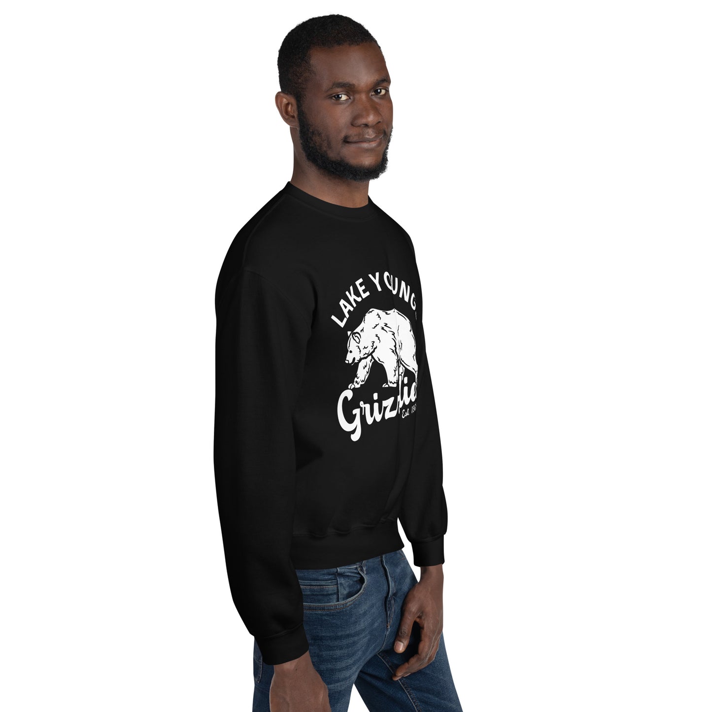White “Retro Lake Youngs” Adult Crew Neck Sweatshirt