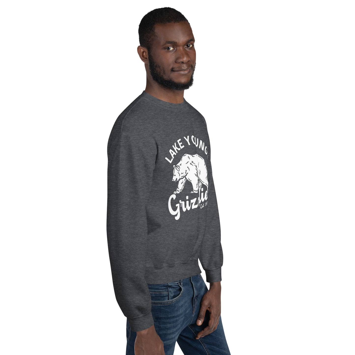 White “Retro Lake Youngs” Adult Crew Neck Sweatshirt