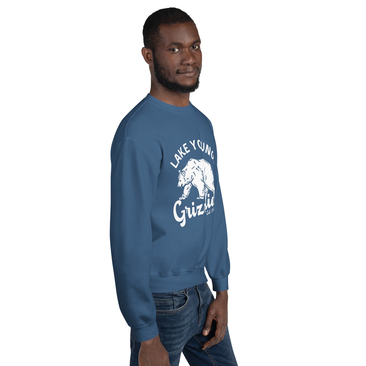 White “Retro Lake Youngs” Adult Crew Neck Sweatshirt