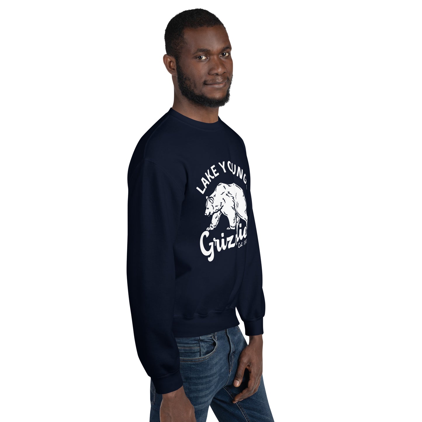 White “Retro Lake Youngs” Adult Crew Neck Sweatshirt