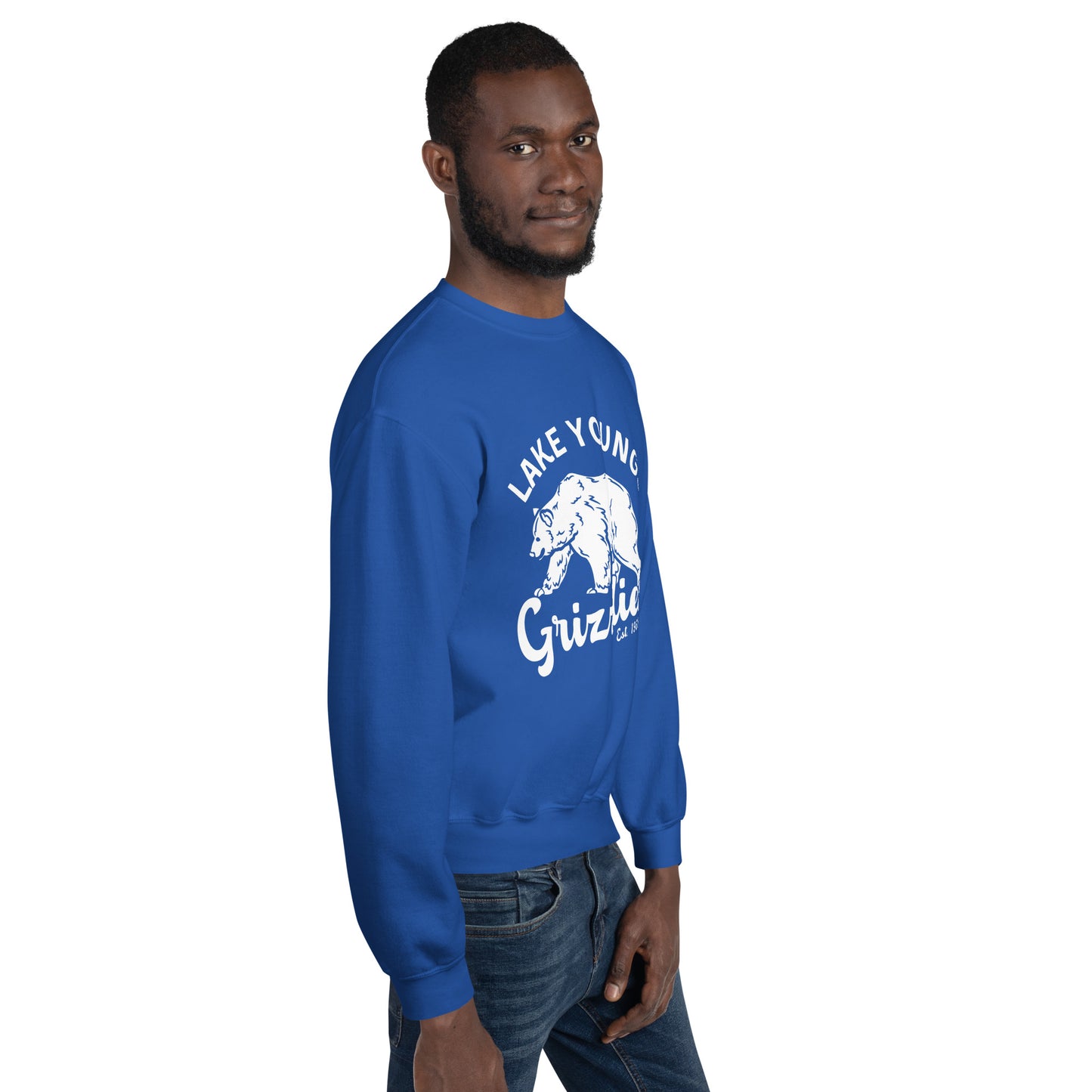 White “Retro Lake Youngs” Adult Crew Neck Sweatshirt