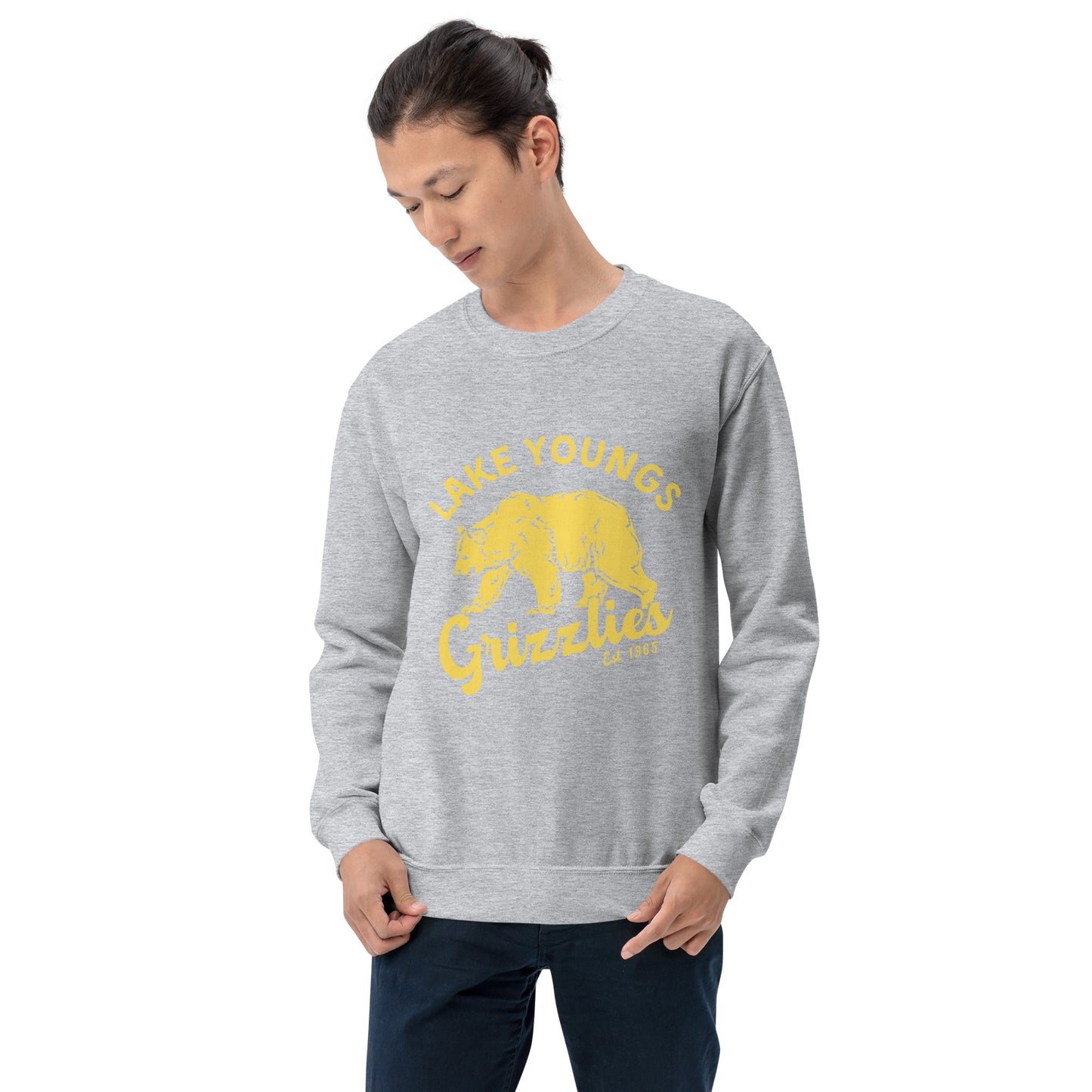 Yellow “Retro Lake Youngs” Adult Crew Neck Sweatshirt