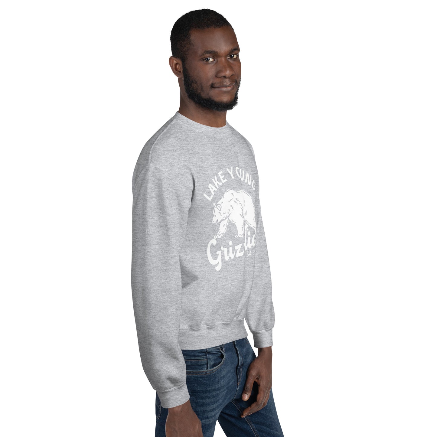 White “Retro Lake Youngs” Adult Crew Neck Sweatshirt