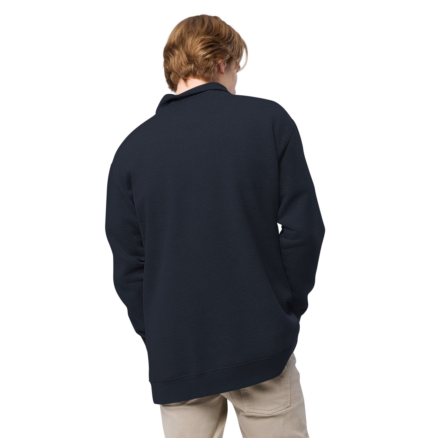 “Bear Paw” White on Navy Blue Adult Fleece Half-Zip Pullover