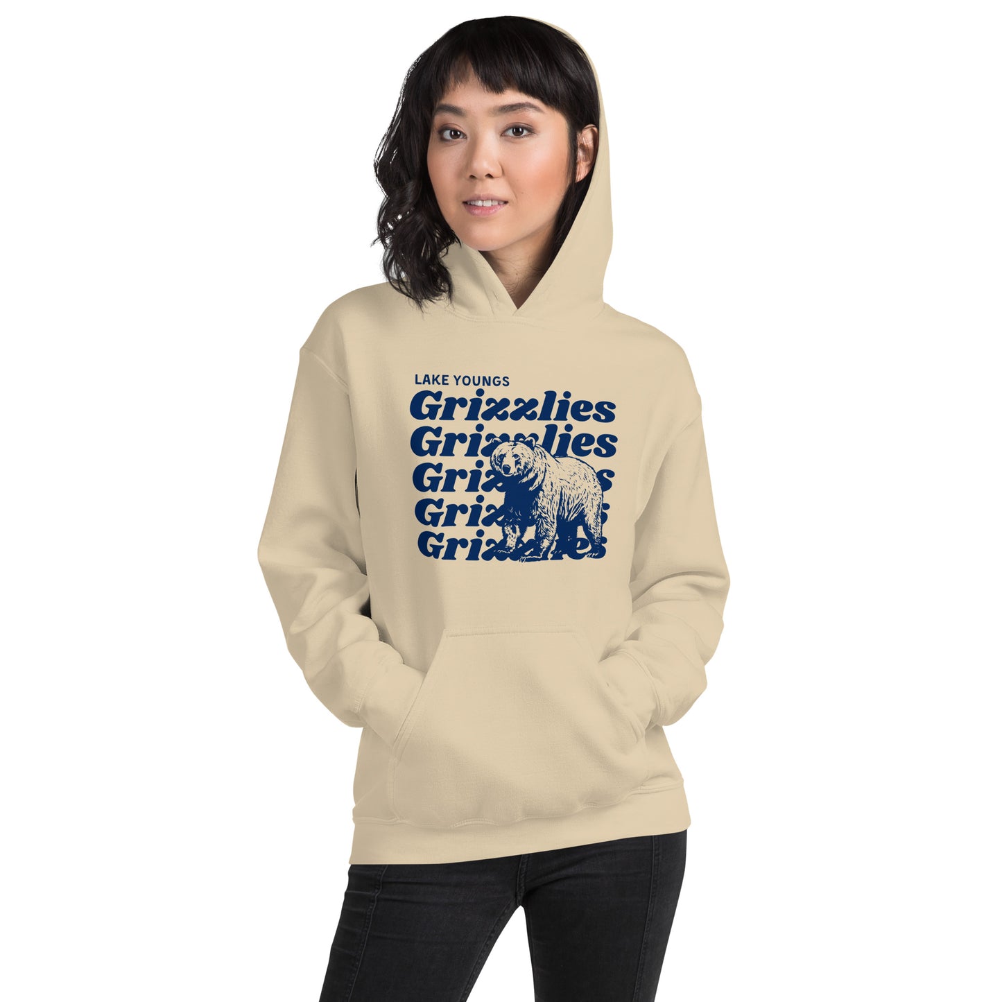 Navy Blue “Grizzlies” Adult Hoodie
