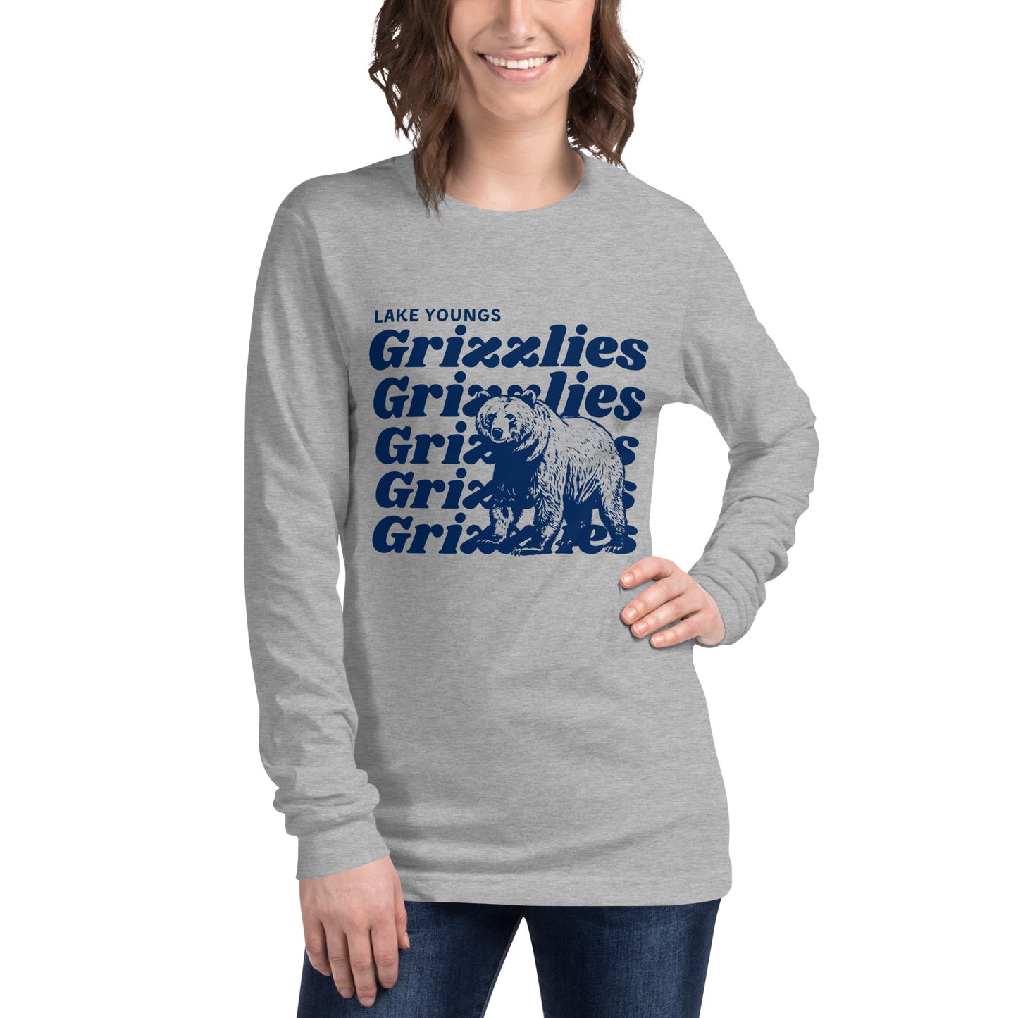 Navy Blue “Grizzlies” Adult Long Sleeve T-Shirt