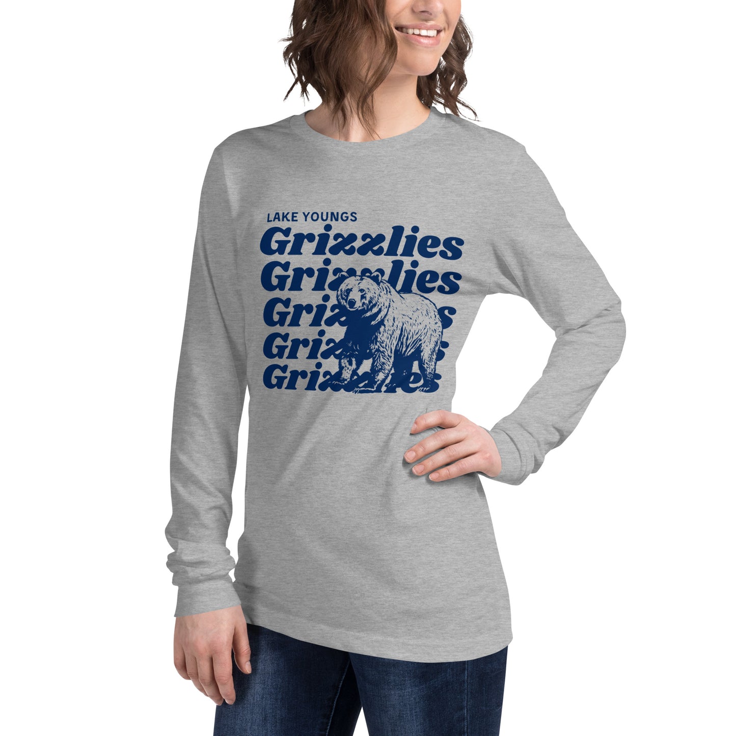 Navy Blue “Grizzlies” Adult Long Sleeve T-Shirt
