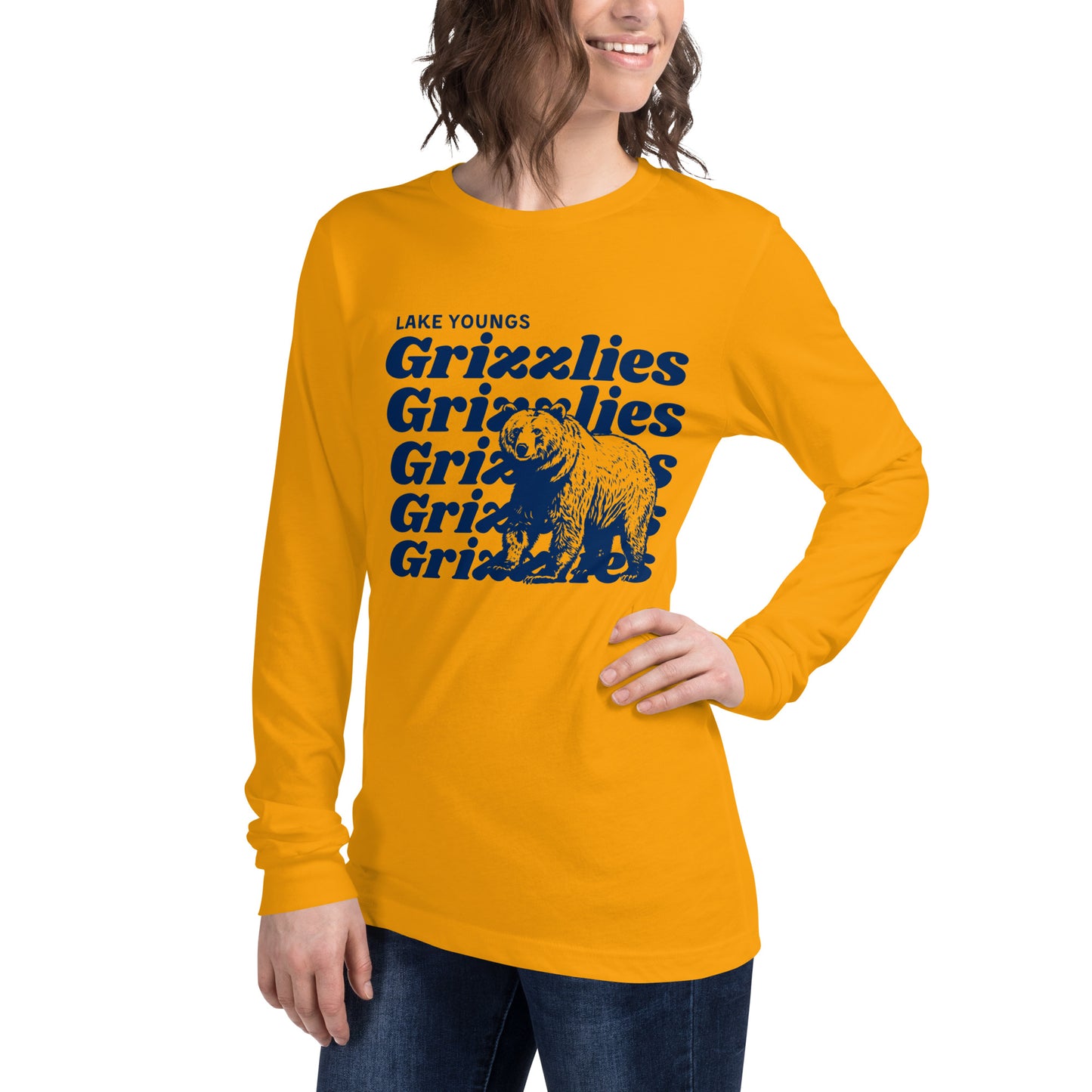 Navy Blue “Grizzlies” Adult Long Sleeve T-Shirt