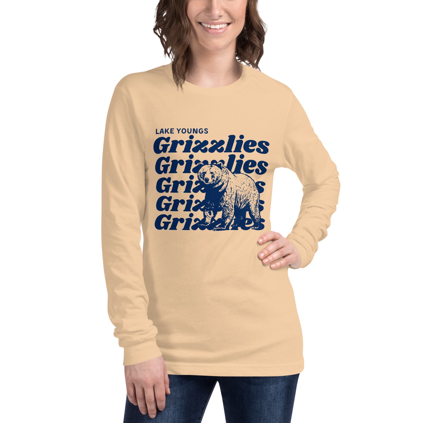 Navy Blue “Grizzlies” Adult Long Sleeve T-Shirt