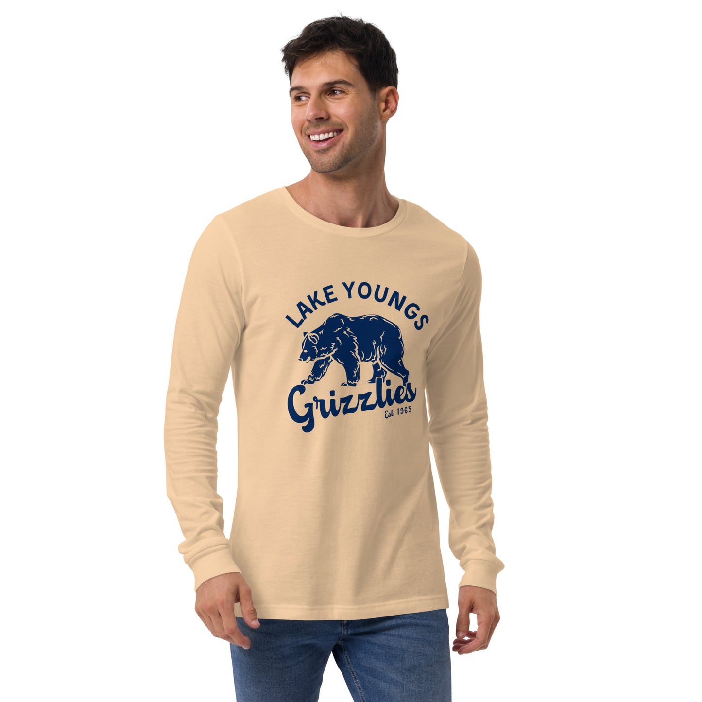 Navy Blue “Retro Lake Youngs” Adult Long Sleeve T-Shirt