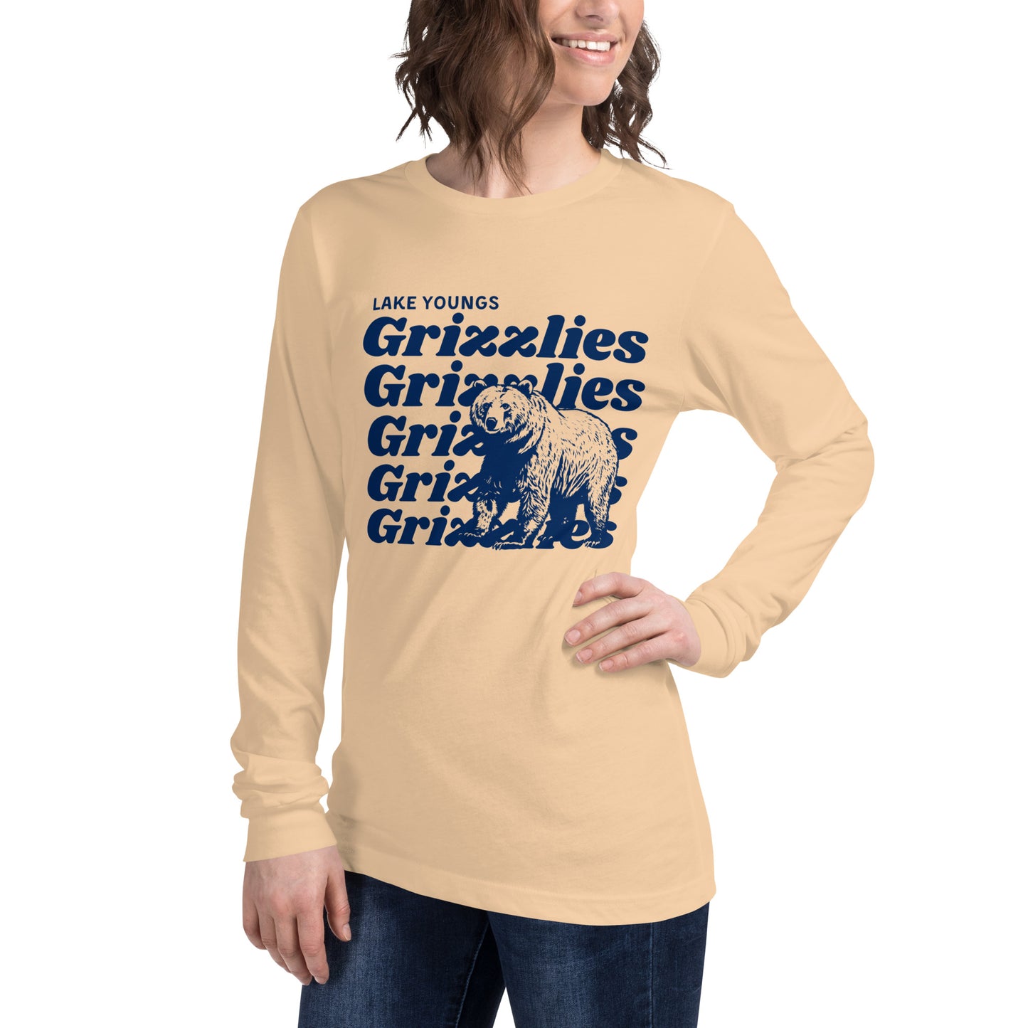 Navy Blue “Grizzlies” Adult Long Sleeve T-Shirt