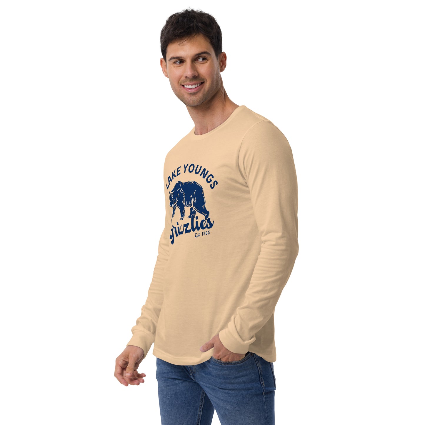 Navy Blue “Retro Lake Youngs” Adult Long Sleeve T-Shirt