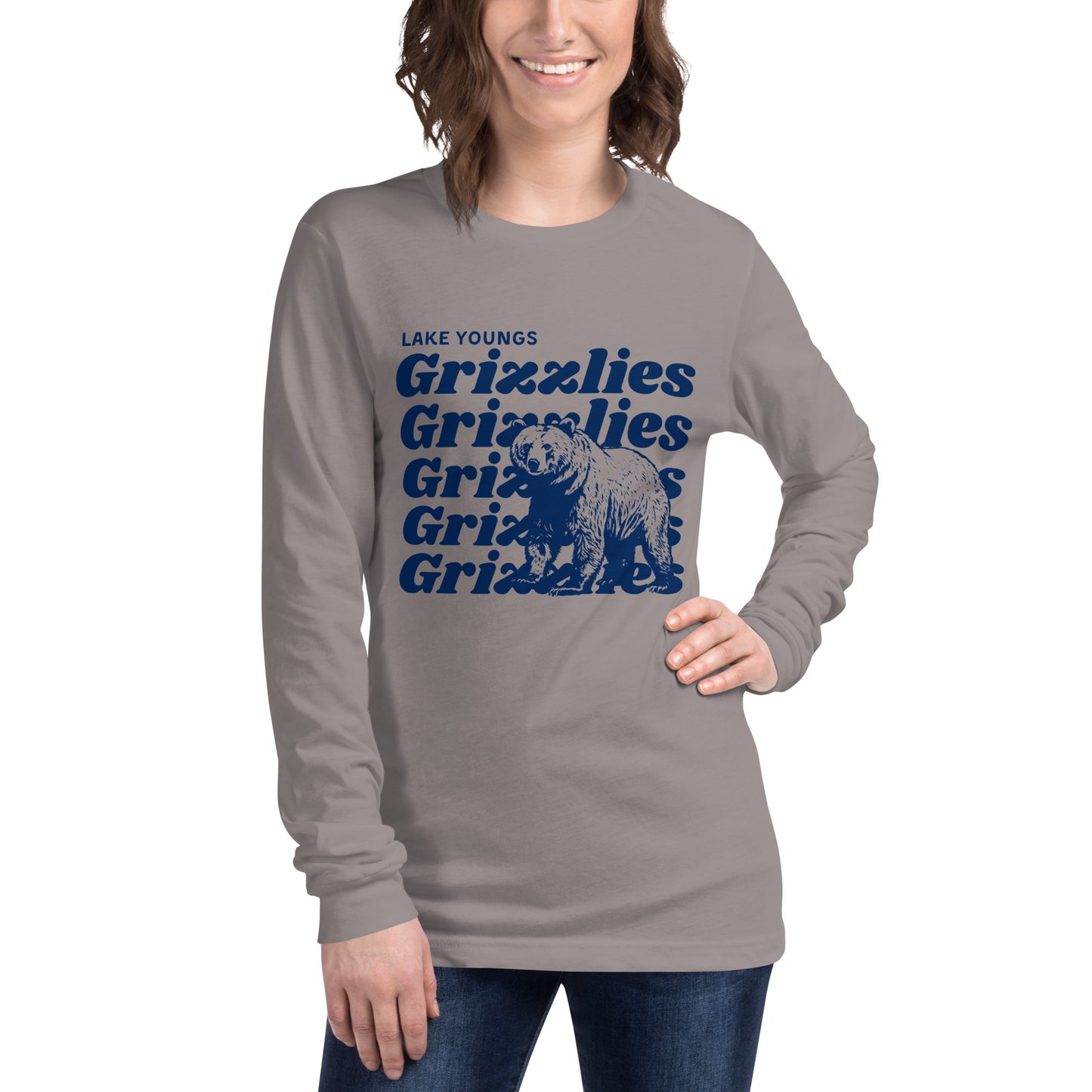Navy Blue “Grizzlies” Adult Long Sleeve T-Shirt