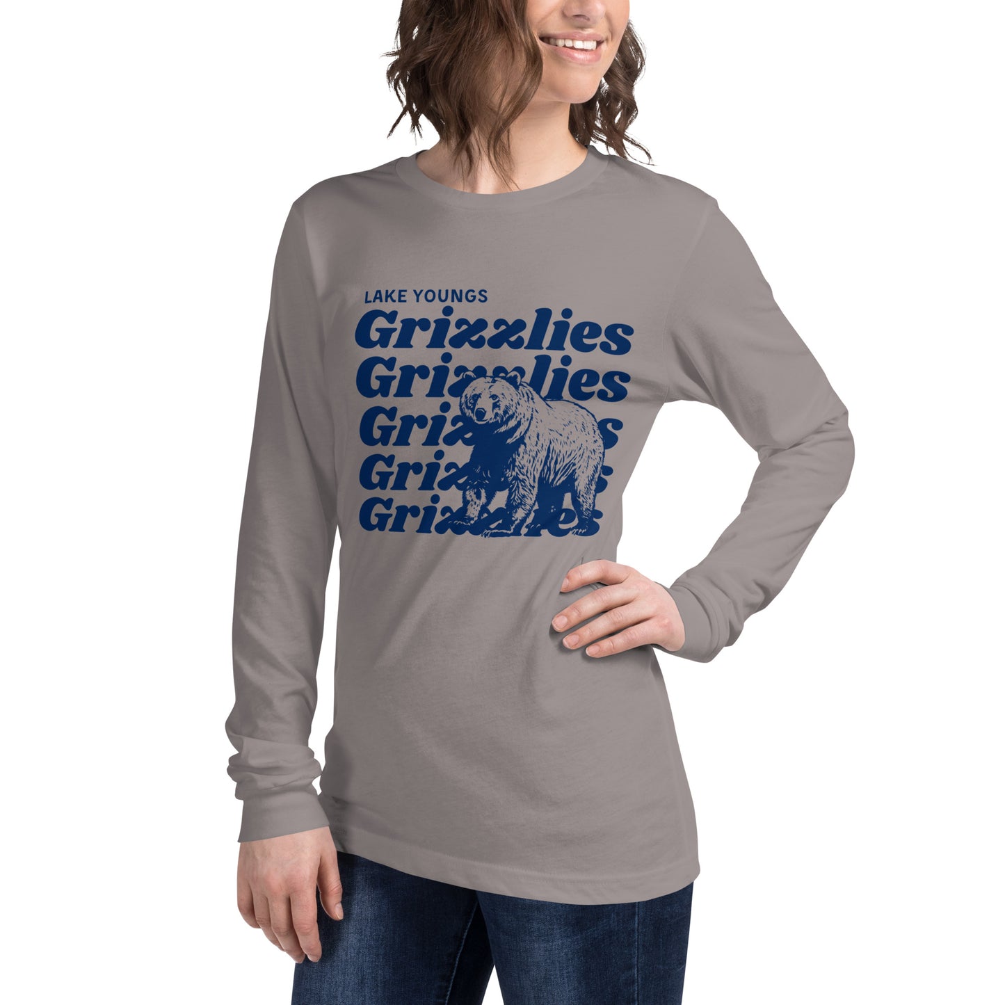 Navy Blue “Grizzlies” Adult Long Sleeve T-Shirt