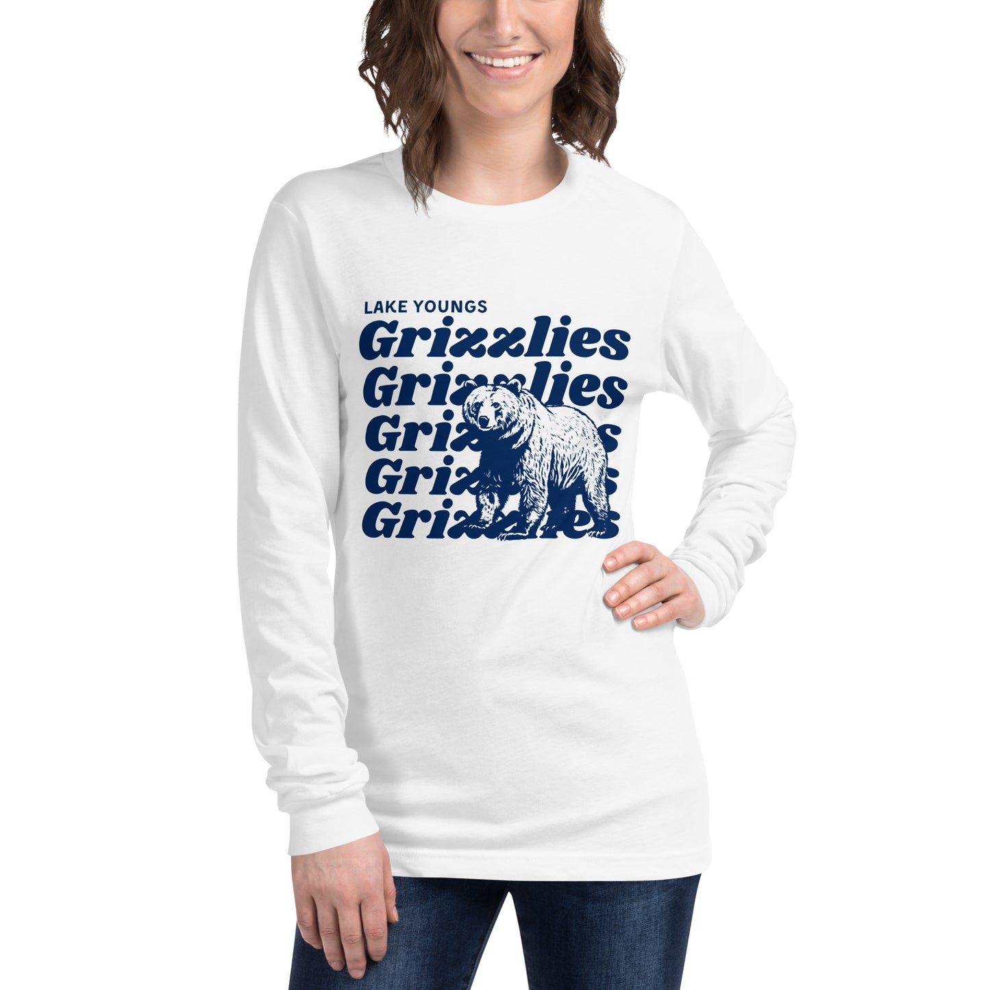 Navy Blue “Grizzlies” Adult Long Sleeve T-Shirt