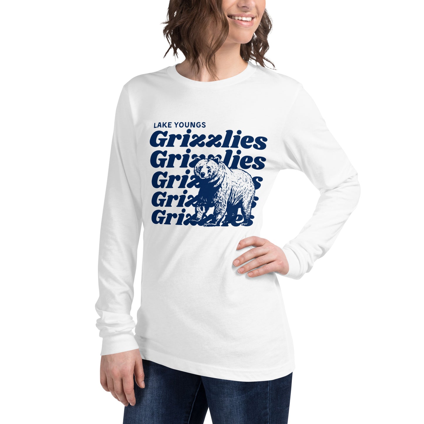 Navy Blue “Grizzlies” Adult Long Sleeve T-Shirt