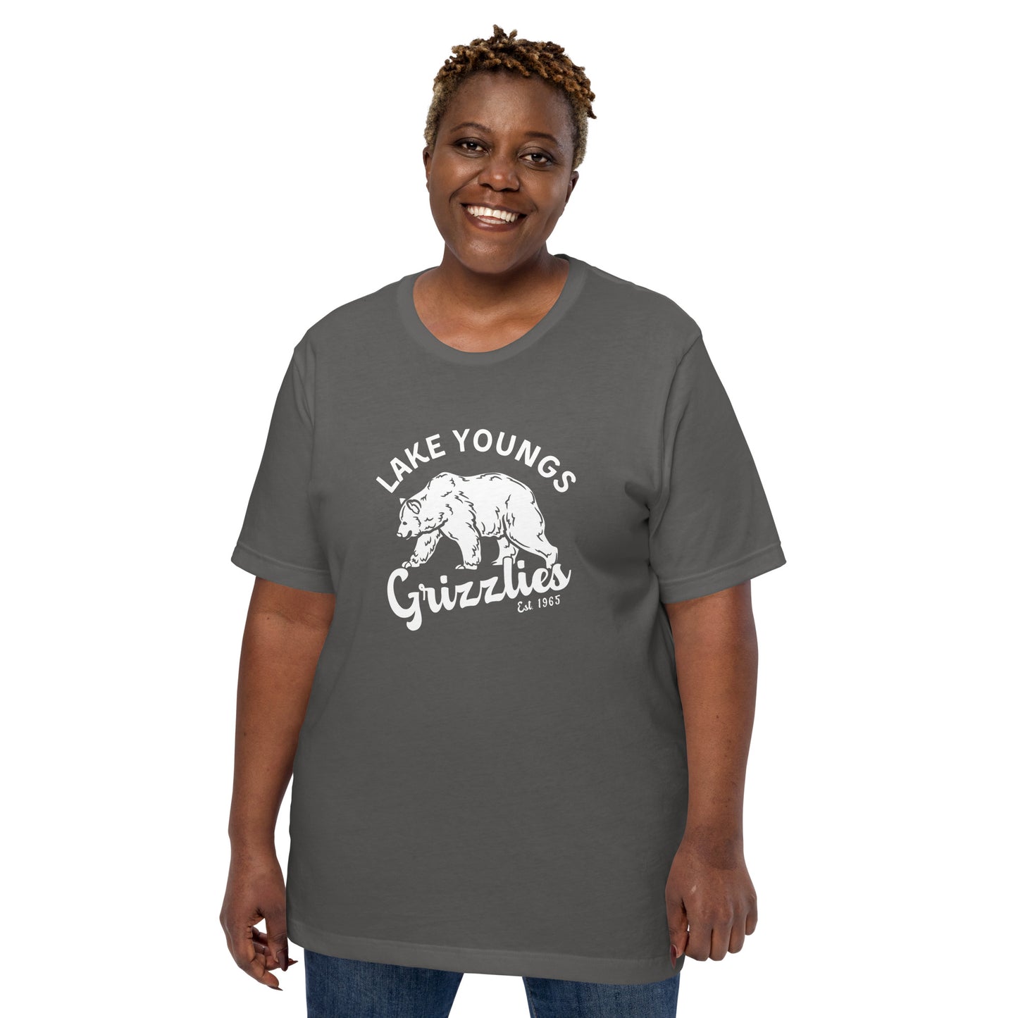 White “Retro Lake Youngs” Adult Short Sleeve Unisex T-Shirt