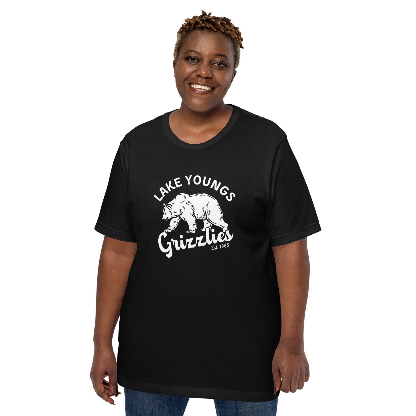 White “Retro Lake Youngs” Adult Short Sleeve Unisex T-Shirt