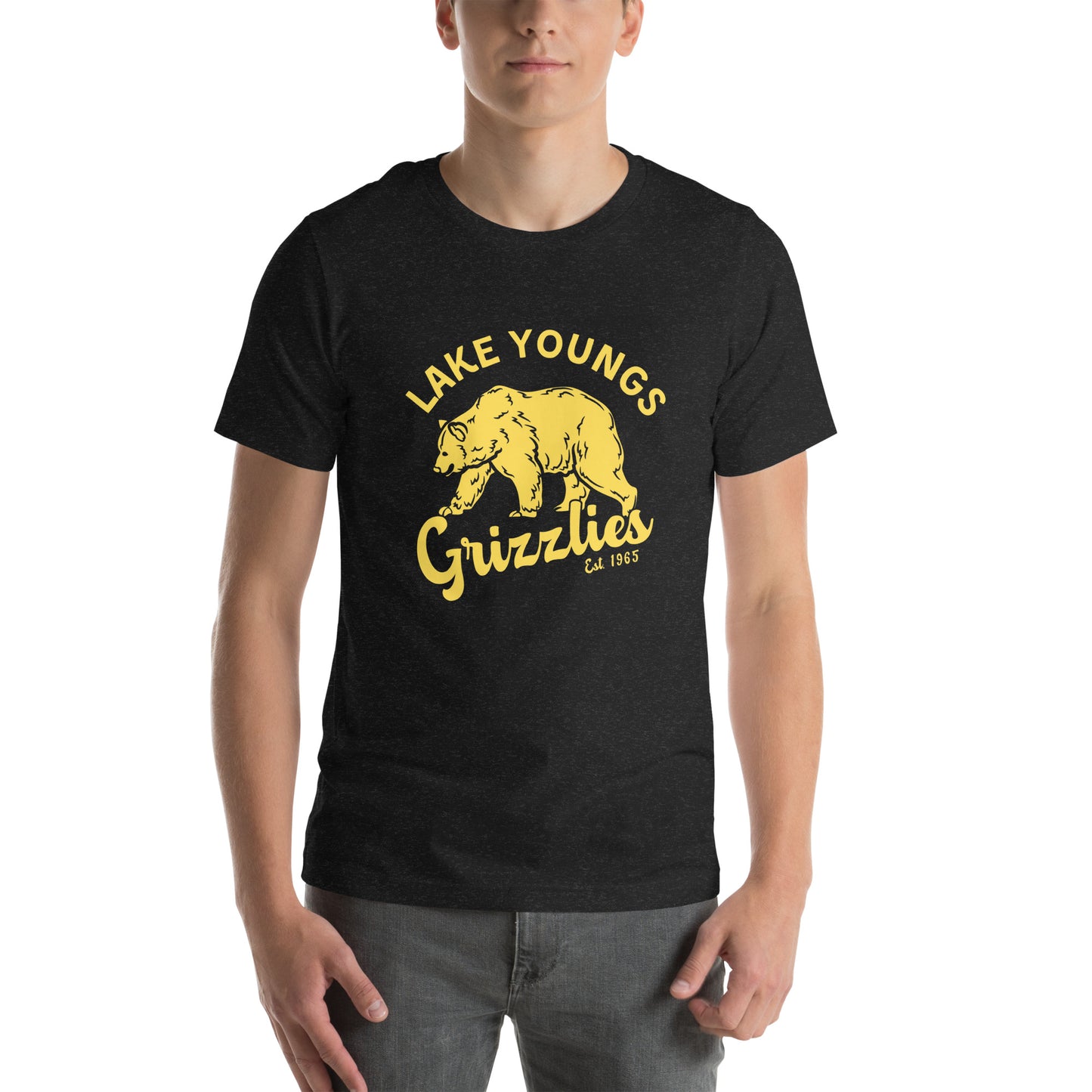 Yellow “Retro Lake Youngs” Adult Short Sleeve Unisex T-Shirt