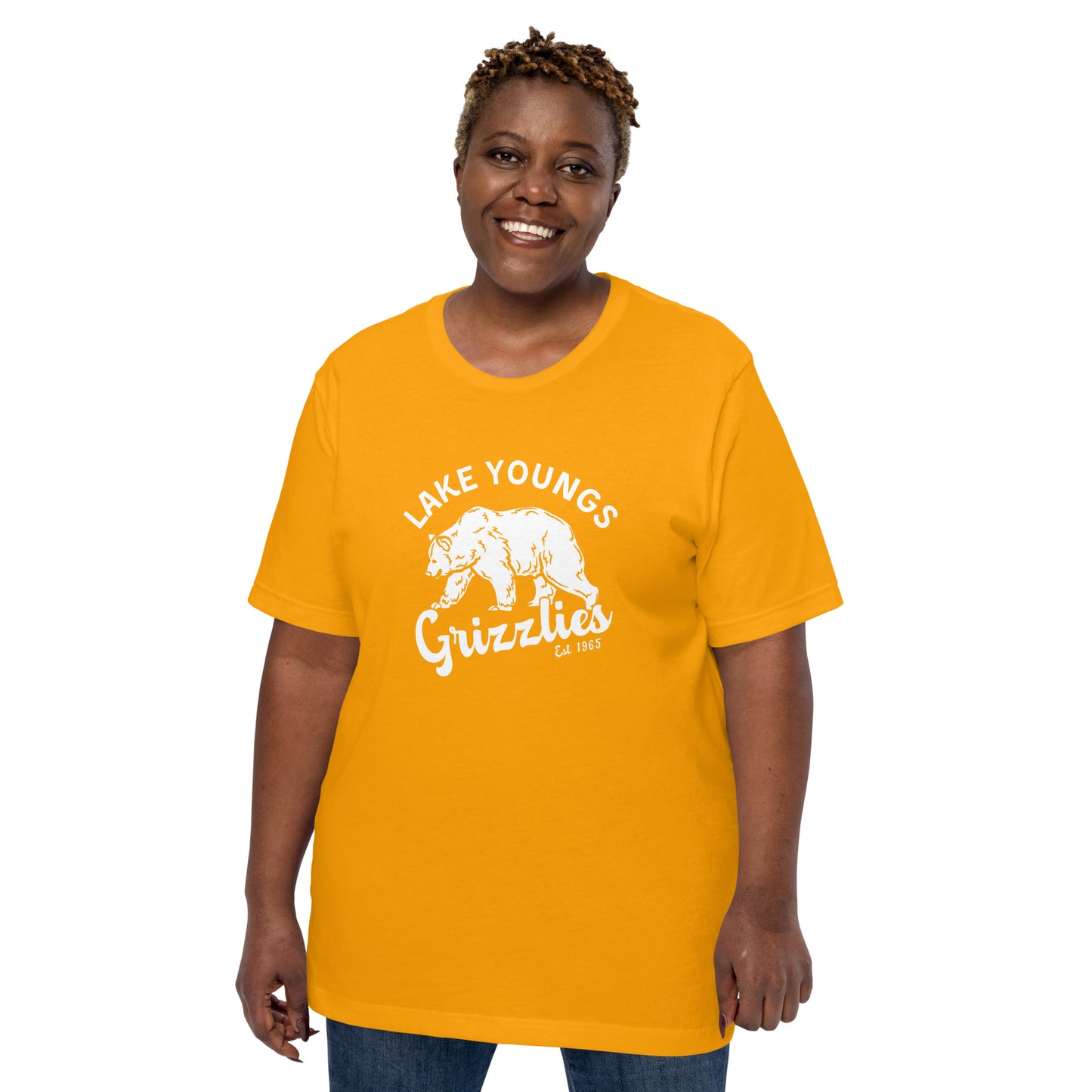 White “Retro Lake Youngs” Adult Short Sleeve Unisex T-Shirt
