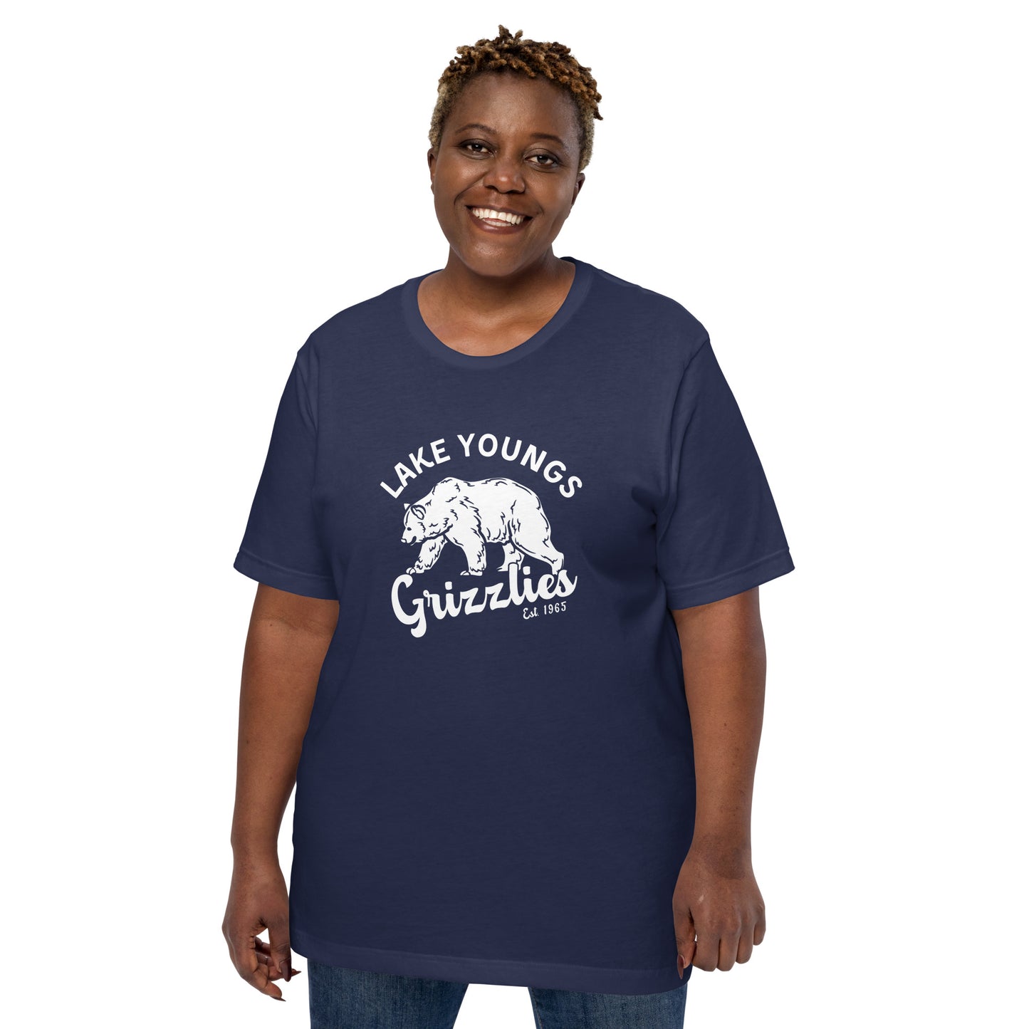 White “Retro Lake Youngs” Adult Short Sleeve Unisex T-Shirt