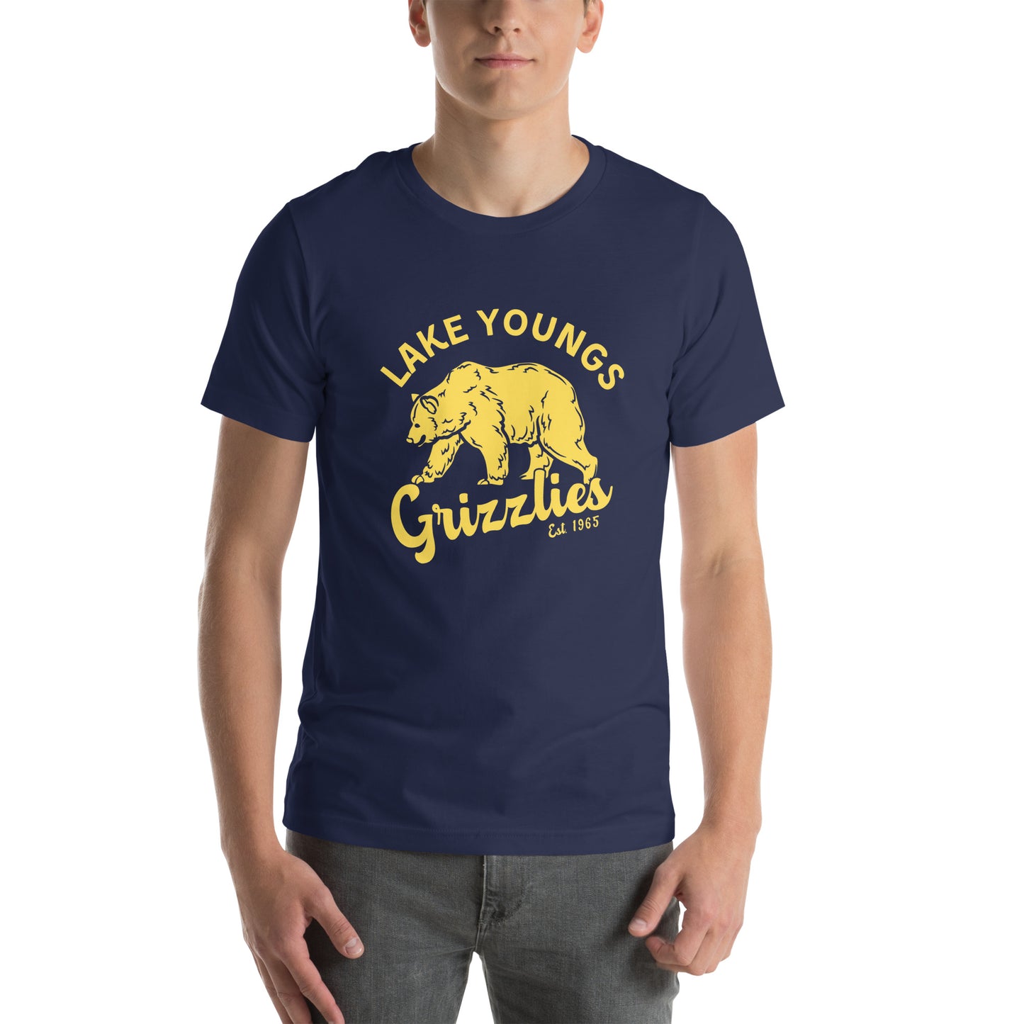 Yellow “Retro Lake Youngs” Adult Short Sleeve Unisex T-Shirt