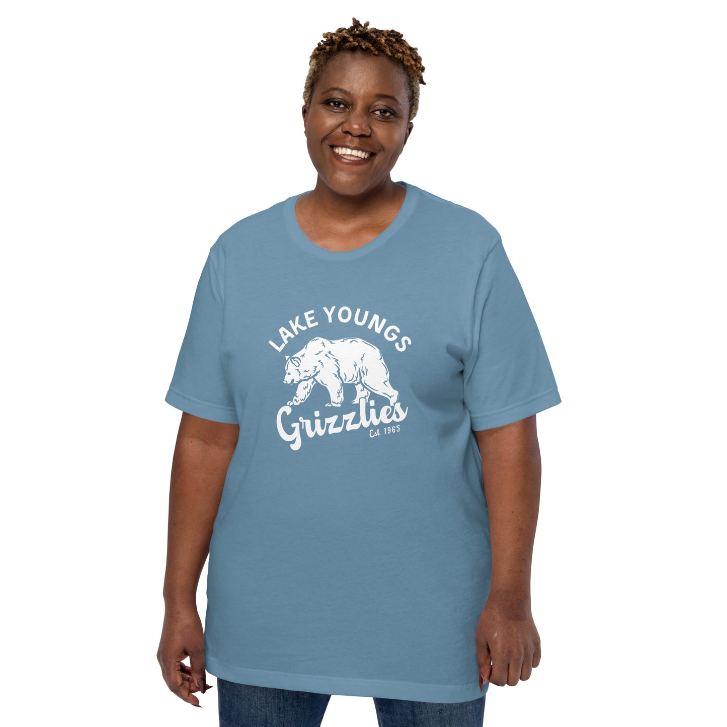White “Retro Lake Youngs” Adult Short Sleeve Unisex T-Shirt