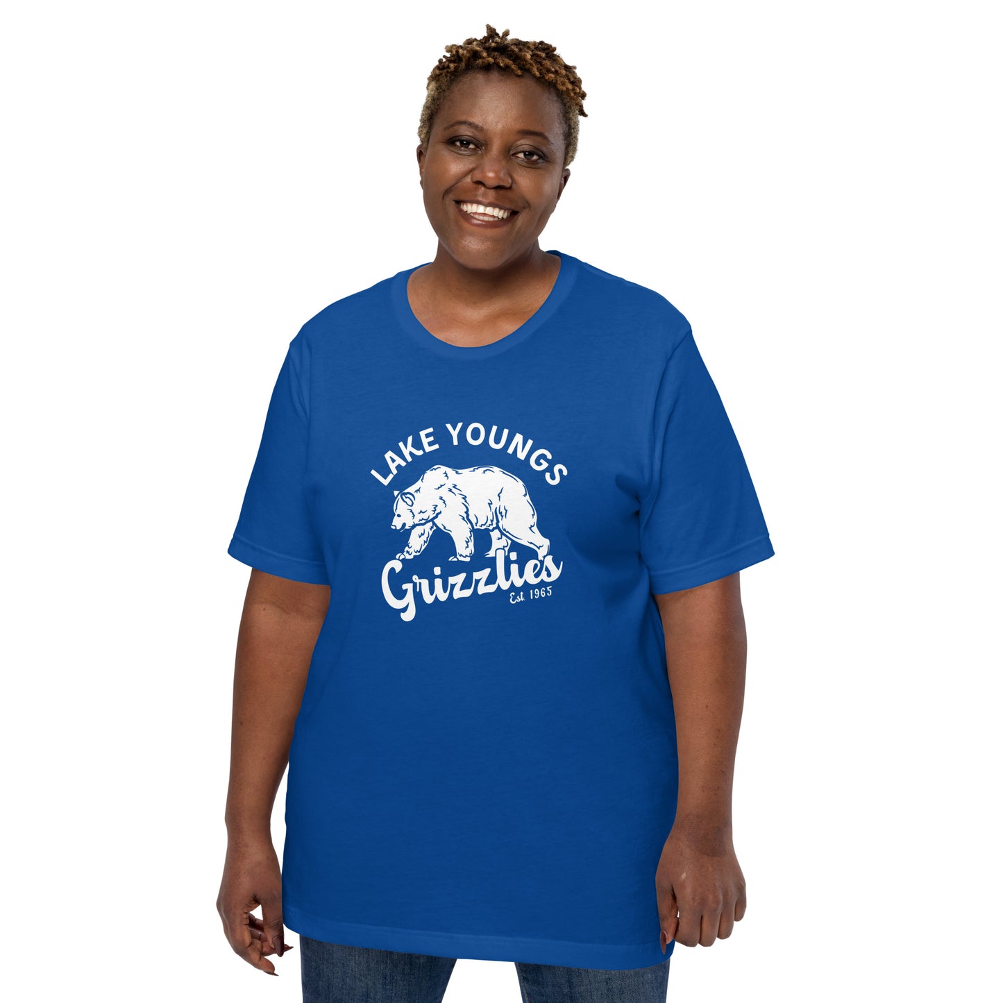 White “Retro Lake Youngs” Adult Short Sleeve Unisex T-Shirt