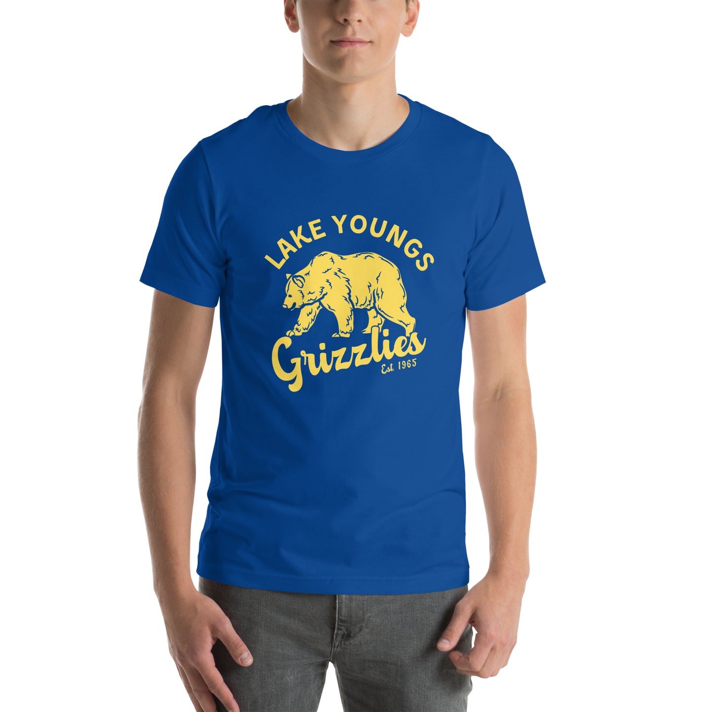 Yellow “Retro Lake Youngs” Adult Short Sleeve Unisex T-Shirt