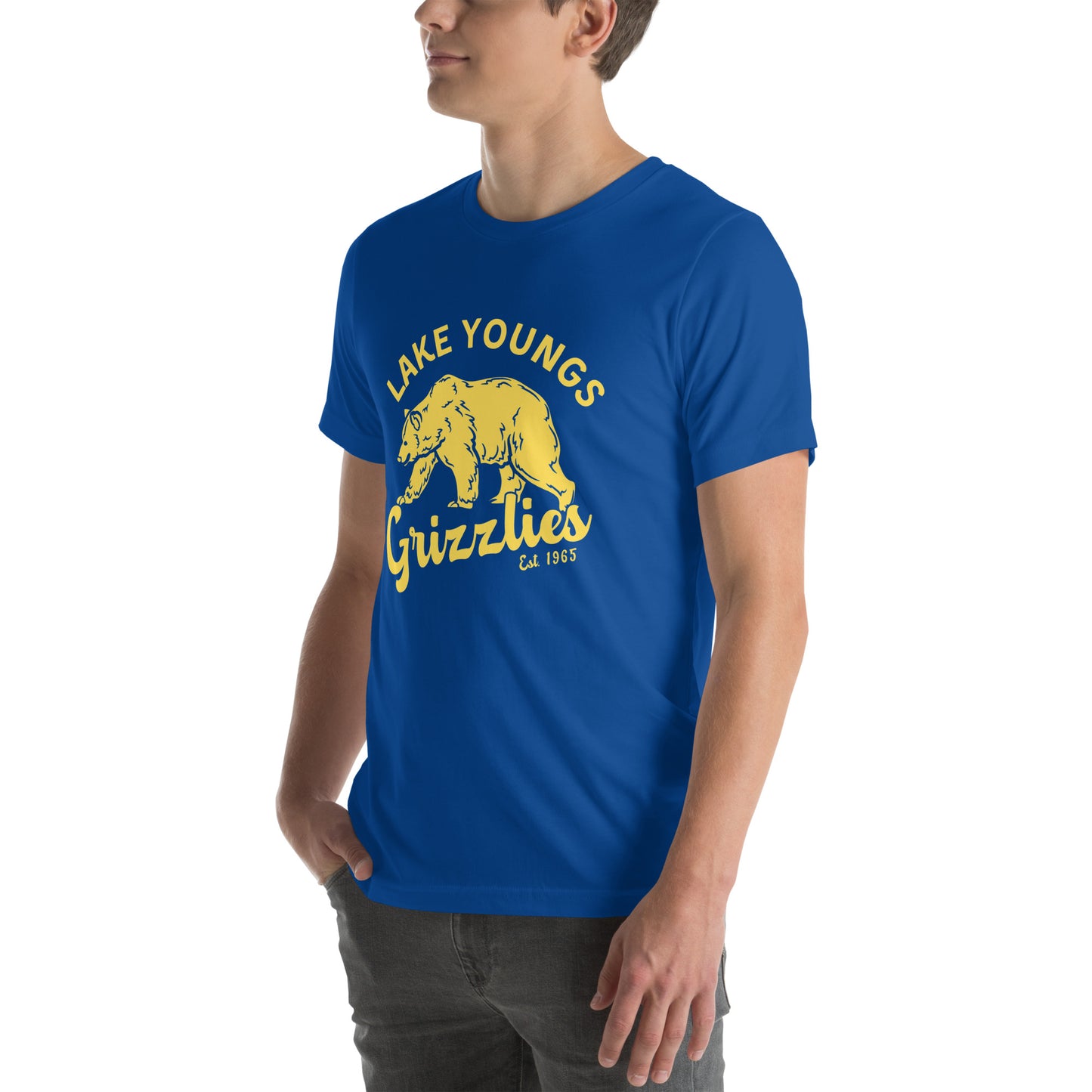 Yellow “Retro Lake Youngs” Adult Short Sleeve Unisex T-Shirt