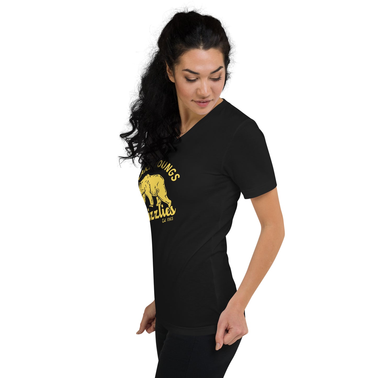 Yellow “Retro Lake Youngs” Adult V-Neck T-Shirt