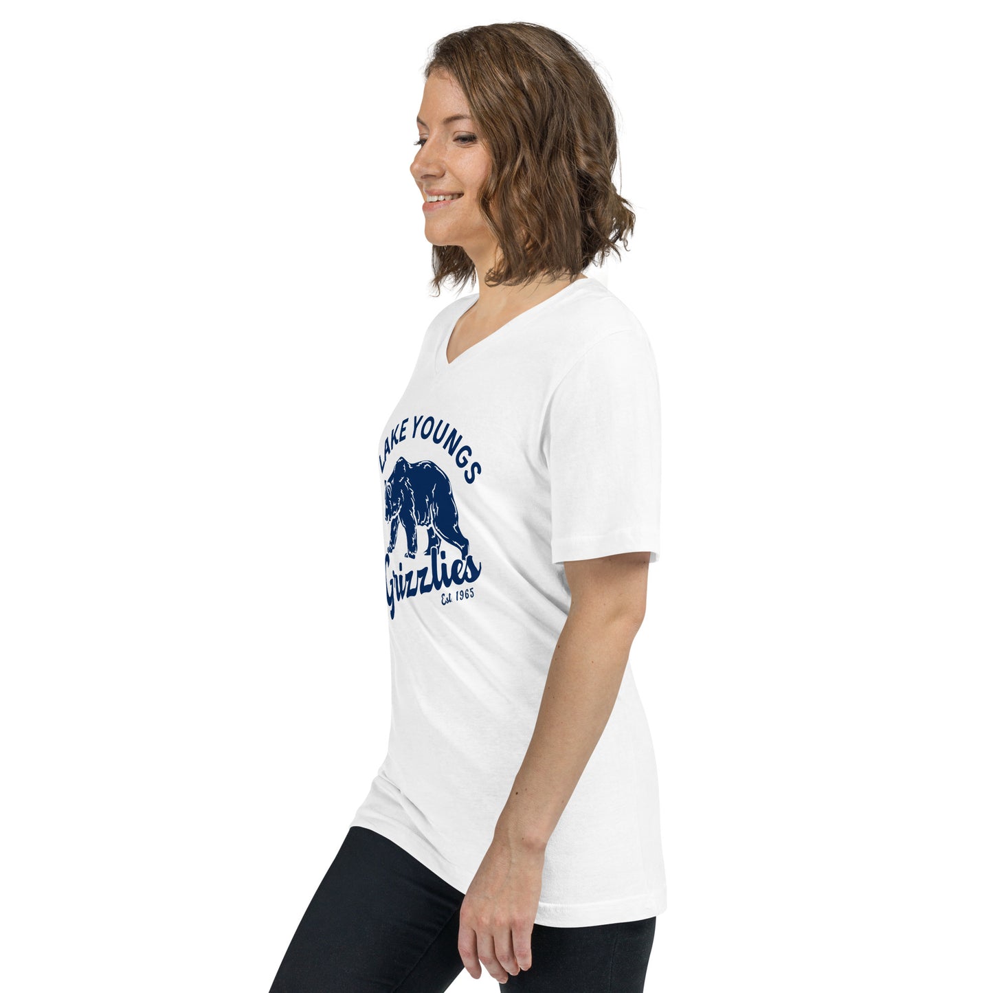 Navy Blue “Retro Lake Youngs” Adult V-Neck T-Shirt