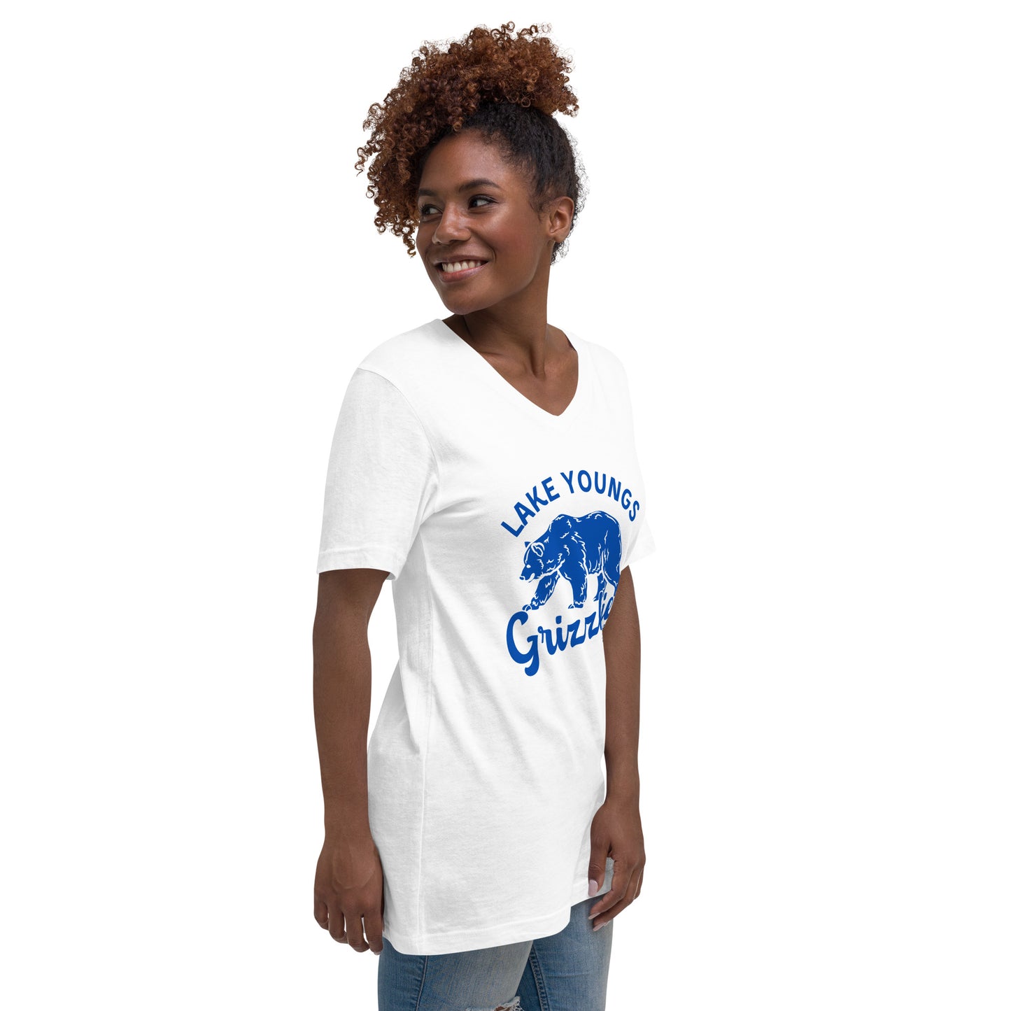 Royal Blue “Retro Lake Youngs” Adult V-Neck T-Shirt