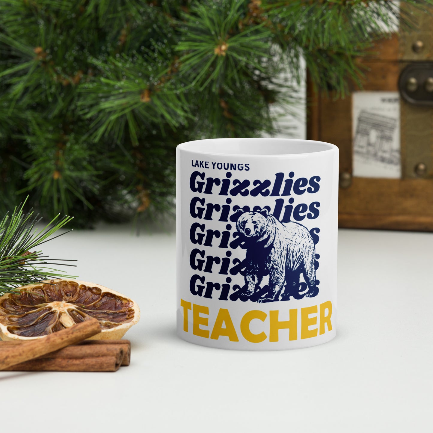 Grizzlies Teacher White glossy mug