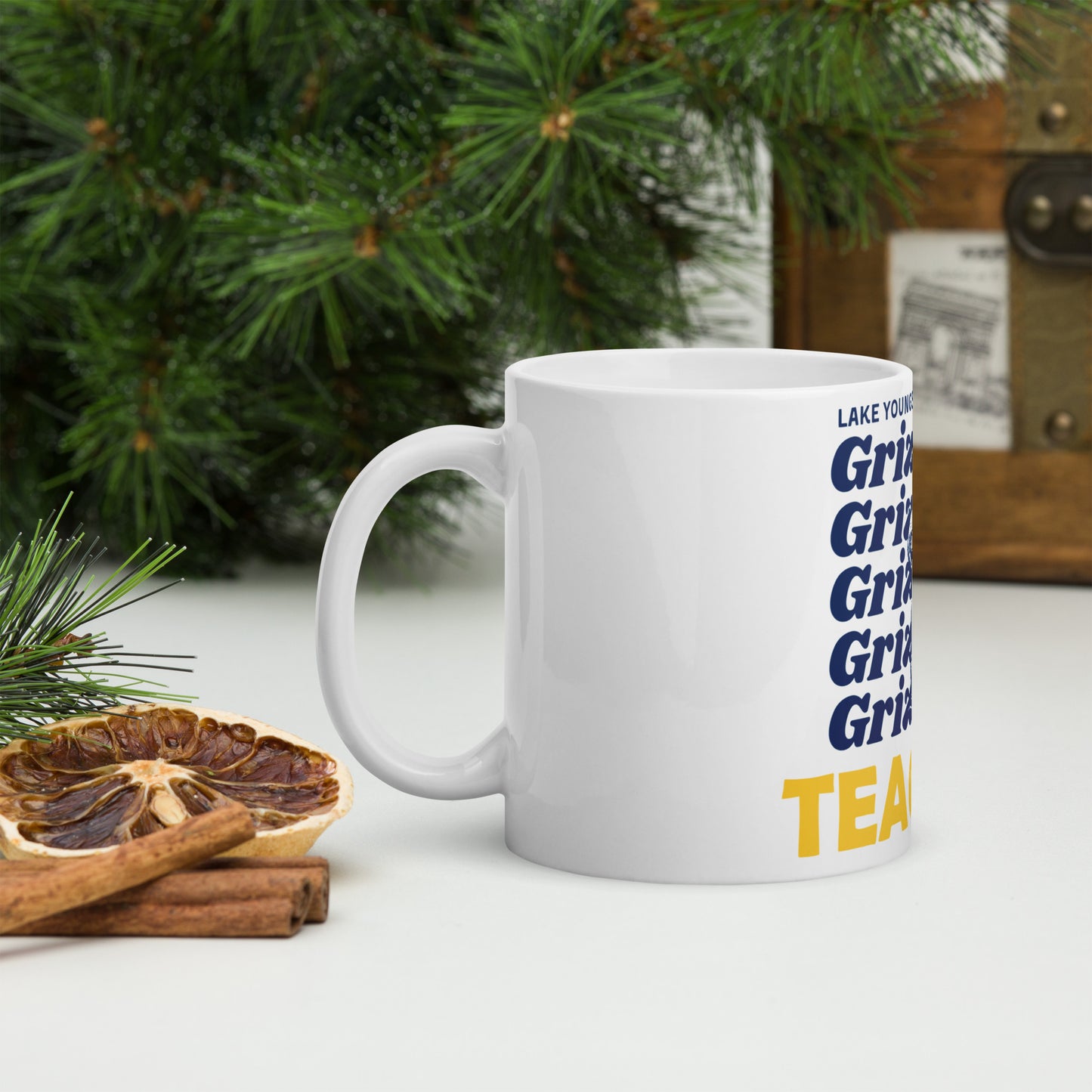 Grizzlies Teacher White glossy mug
