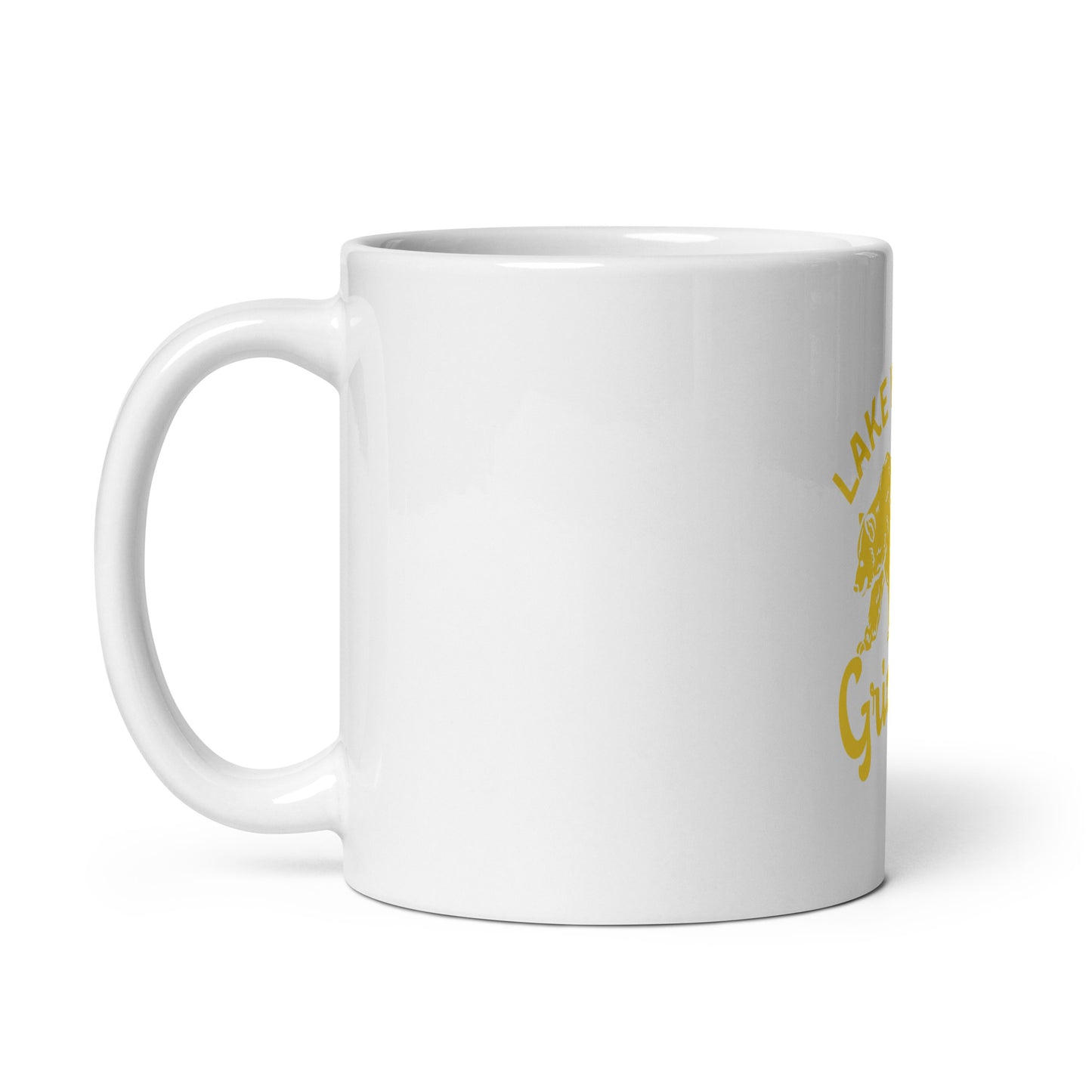 Yellow "Retro Lake Youngs" White glossy mug