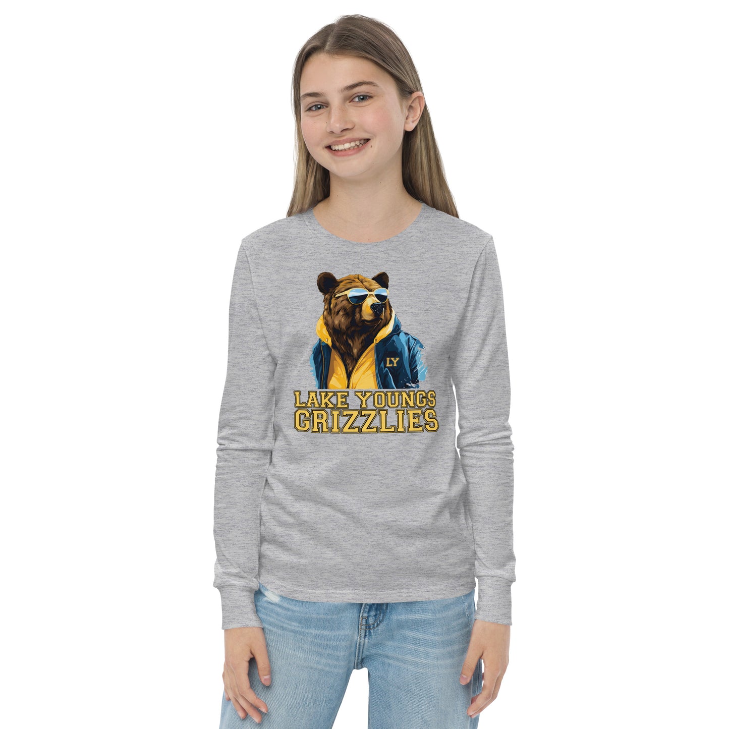 "Grizzly Shades" Youth long sleeve T-Shirt Bella + Canvas 3501Y